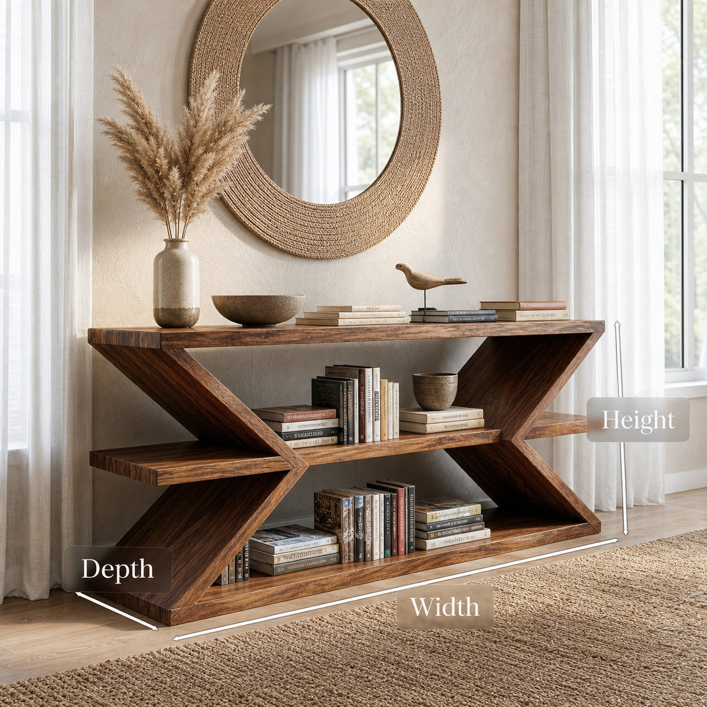 Contemporary Sculpture Wood Console Table For Modern Living Room - product view 8