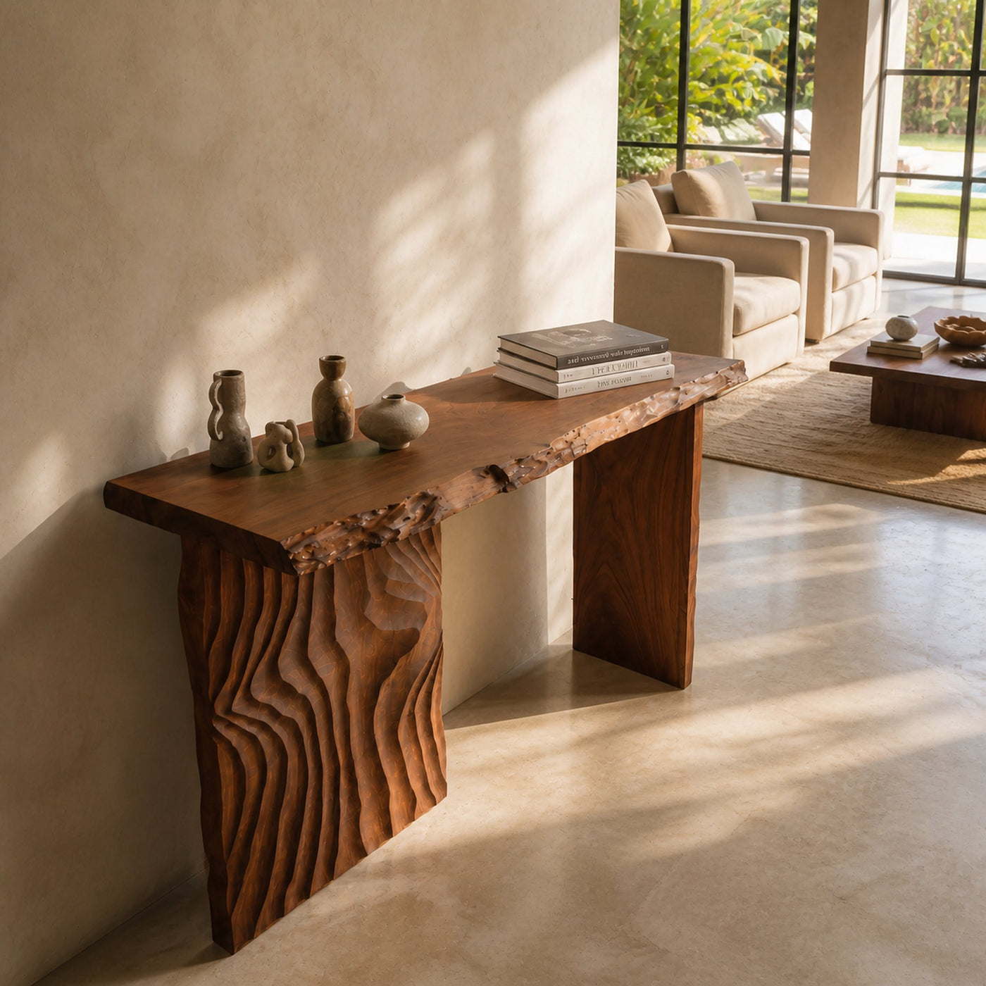 Contemporary Textured Edge Console Table For Open Foyer - product view 6