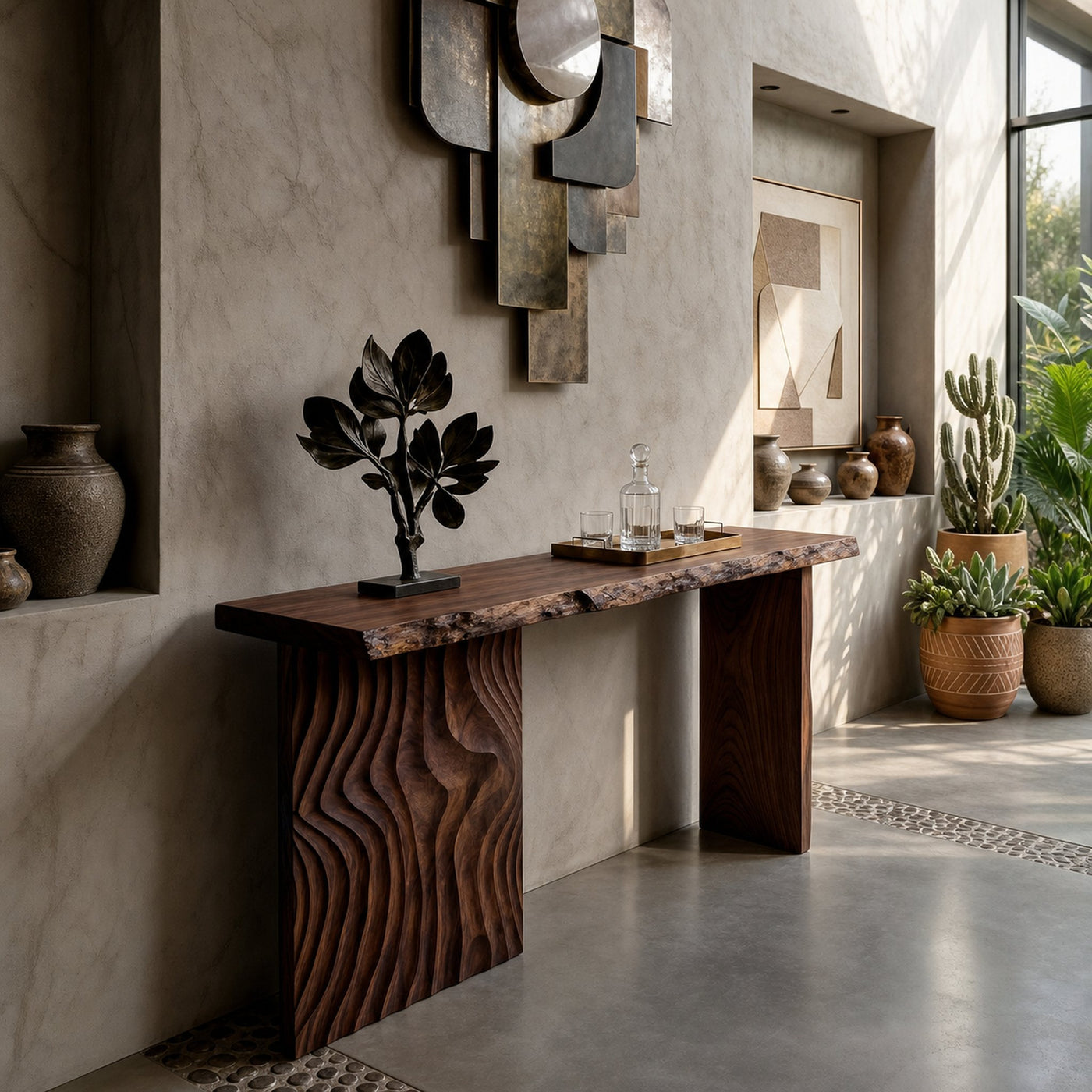 Contemporary Textured Edge Console Table For Open Foyer - product view 7