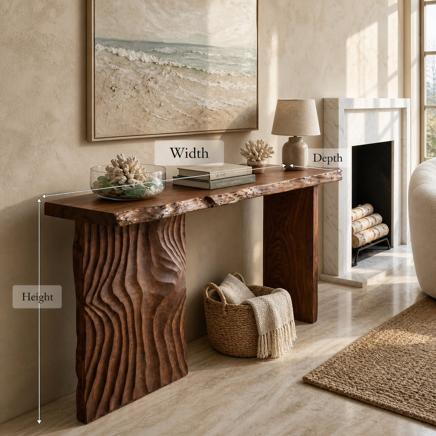 Contemporary Textured Edge Console Table For Open Foyer - product view 8