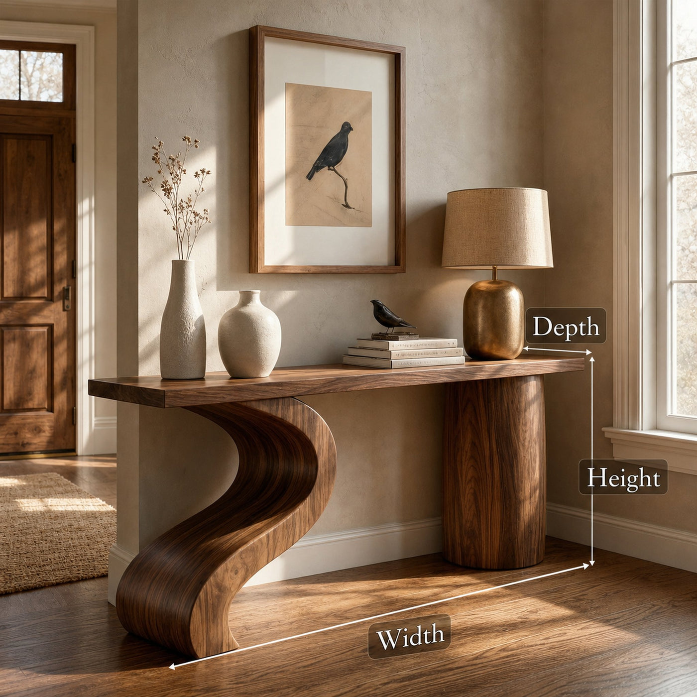 Contemporary Wave Base Console Table Entryway Hallway Living Room - product view 6