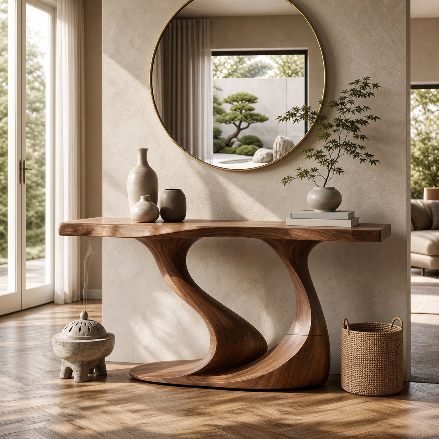 Contemporary Wave Base Console Table Luxury Hallway