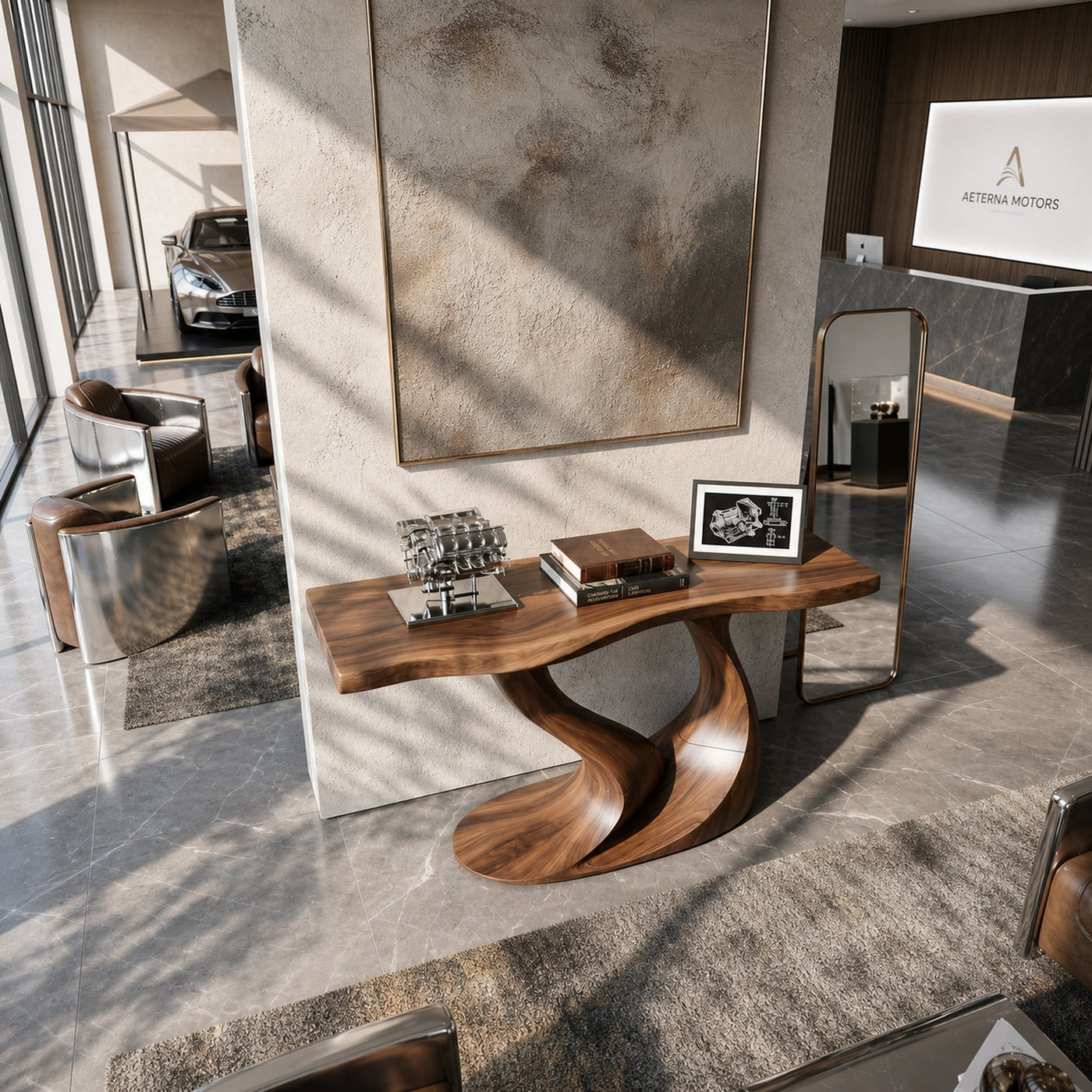 Contemporary Wave Base Console Table Luxury Hallway - product view 2