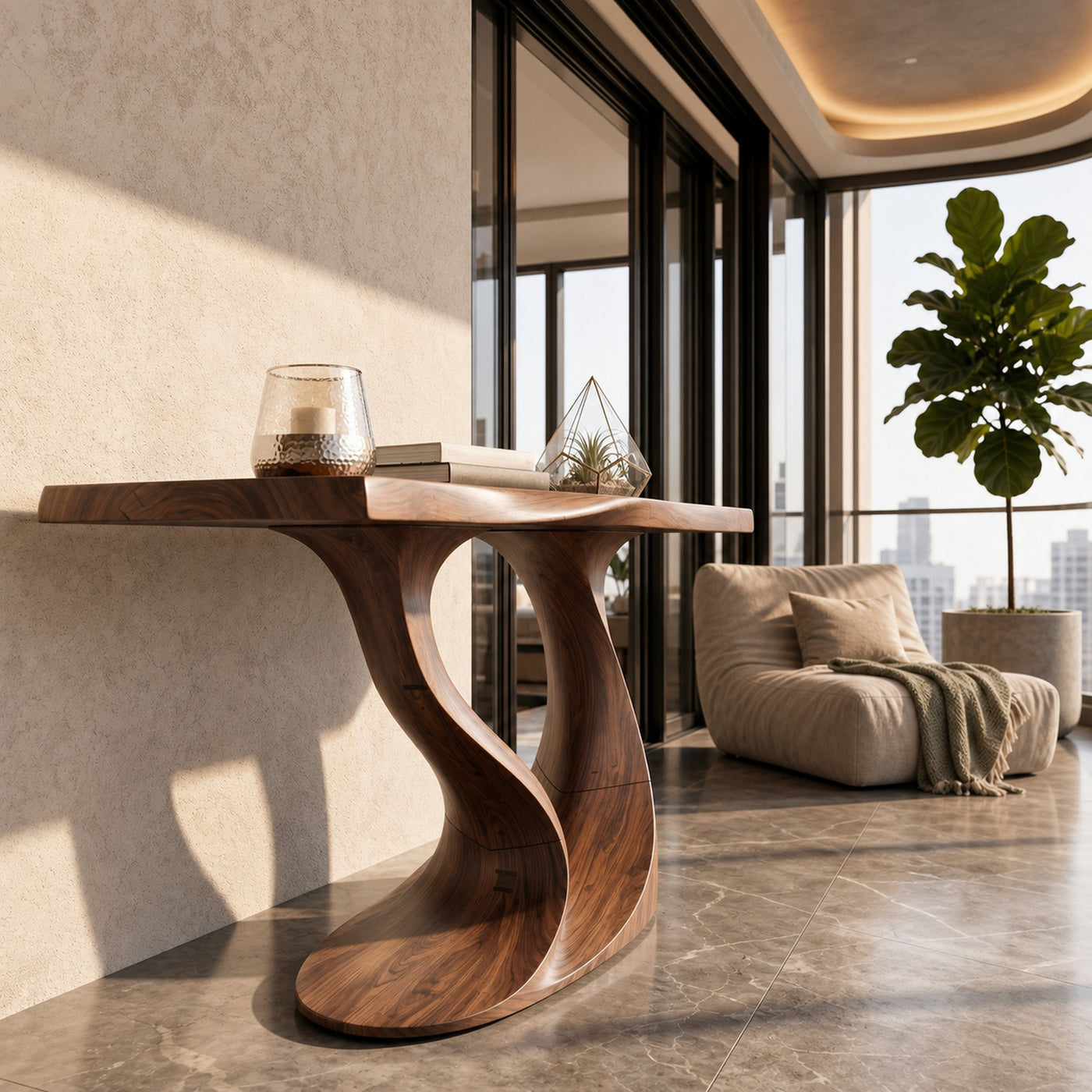 Contemporary Wave Base Console Table Luxury Hallway - product view 3