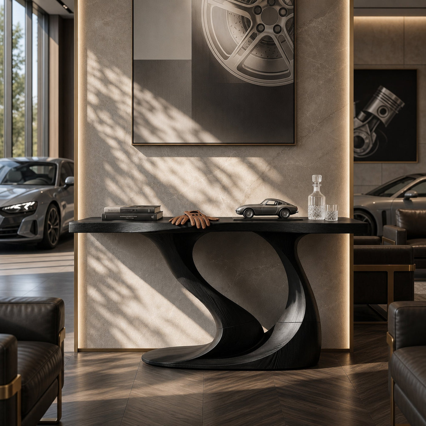 Contemporary Wave Base Console Table Luxury Hallway - product view 4