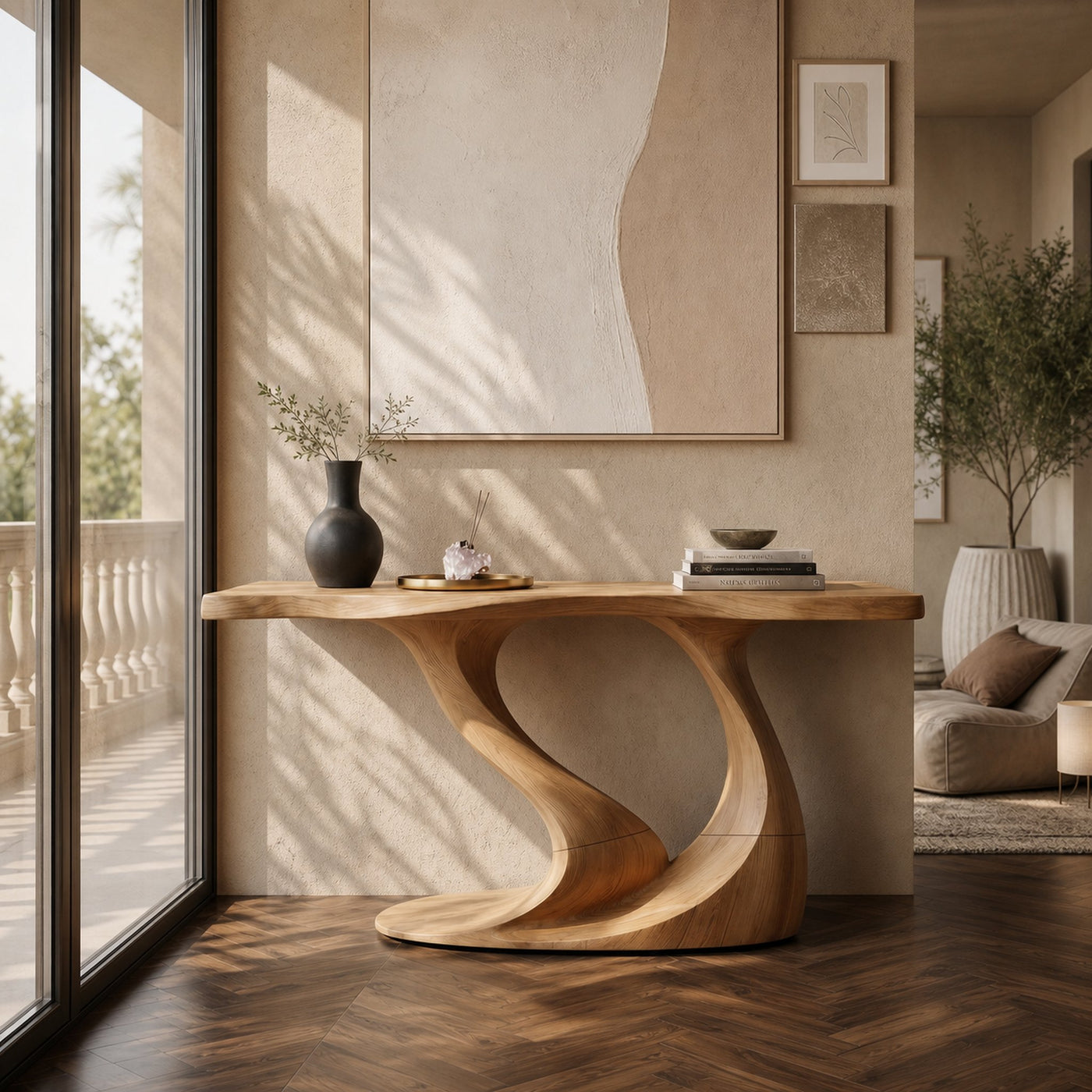 Contemporary Wave Base Console Table Luxury Hallway - product view 5