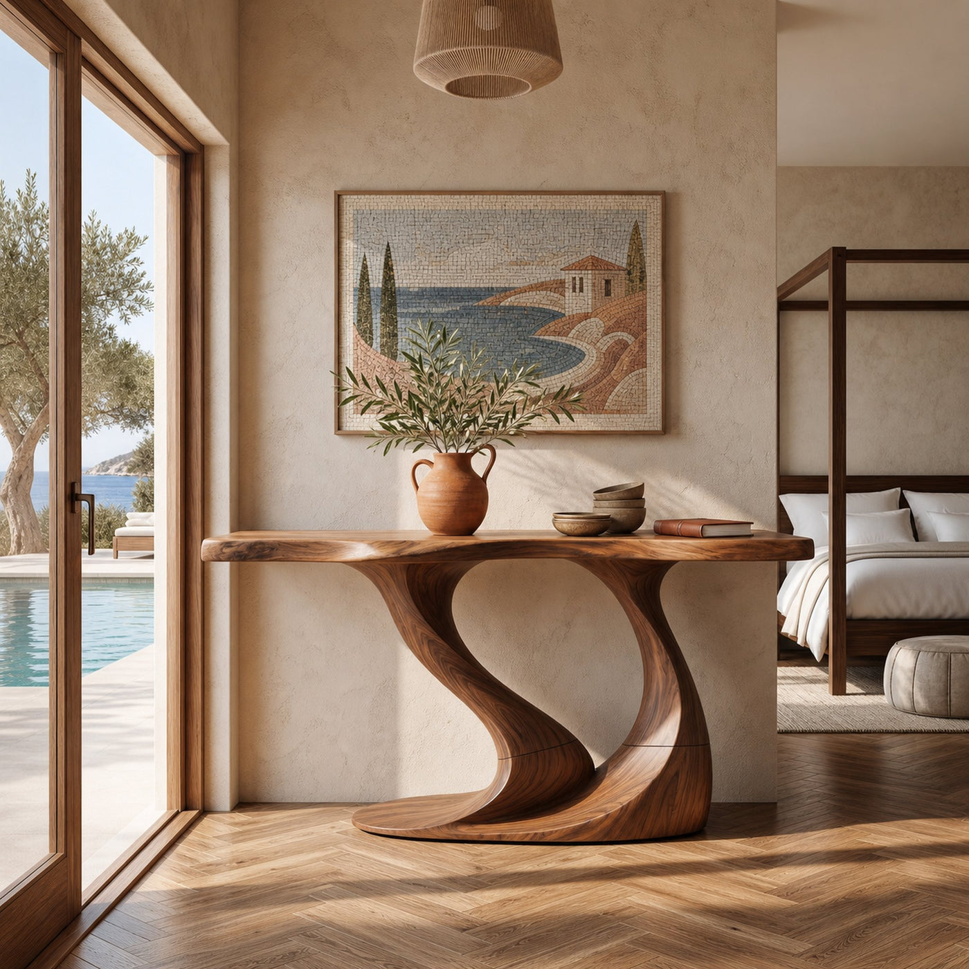 Contemporary Wave Base Console Table Luxury Hallway - product view 6