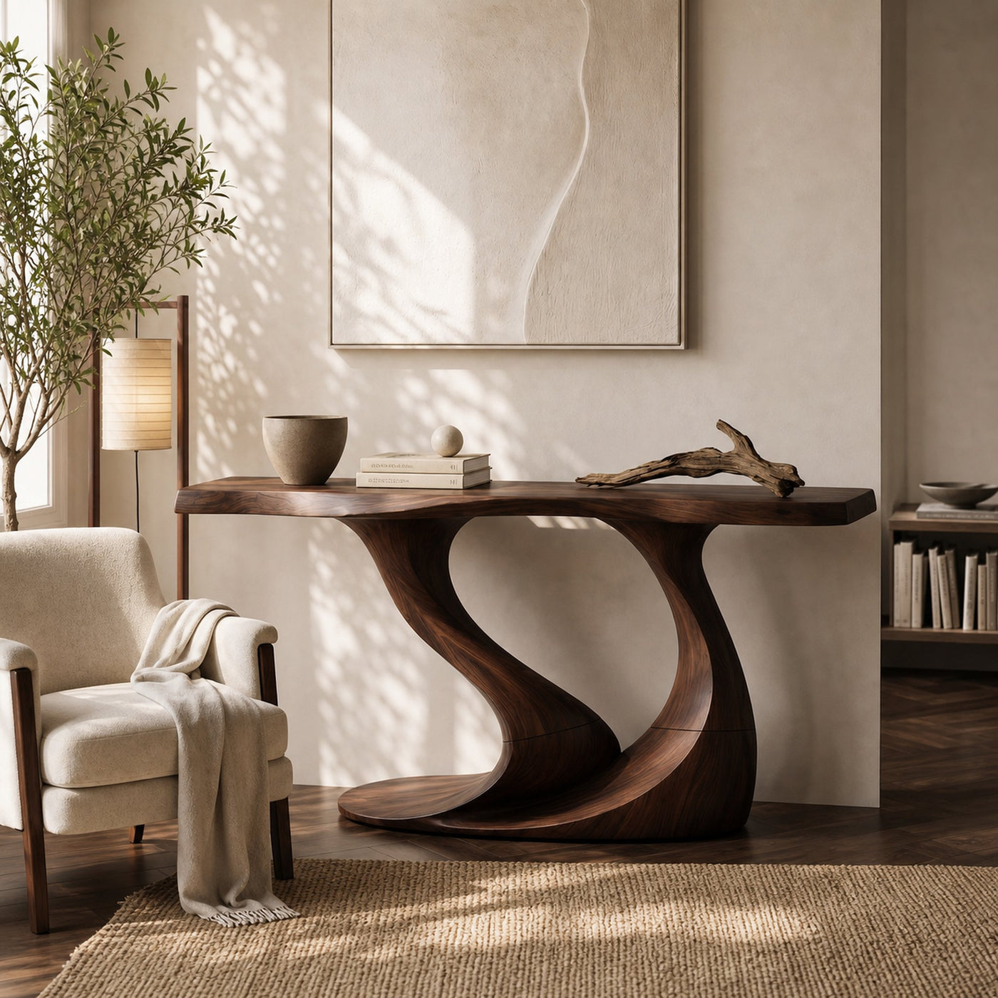 Contemporary Wave Base Console Table Luxury Hallway - product view 7