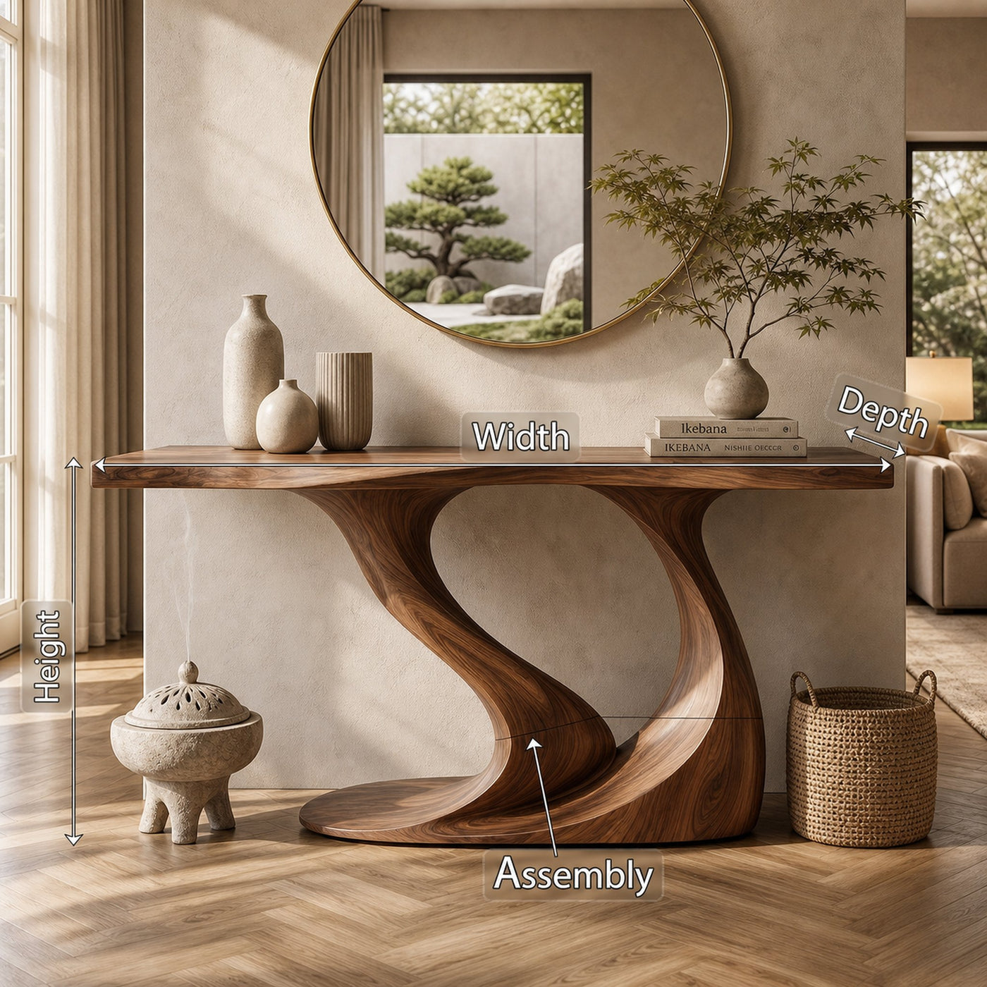 Contemporary Wave Base Console Table Luxury Hallway - product view 8