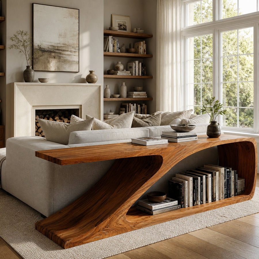 Contemporary Wooden Console Table For Living Room Decor