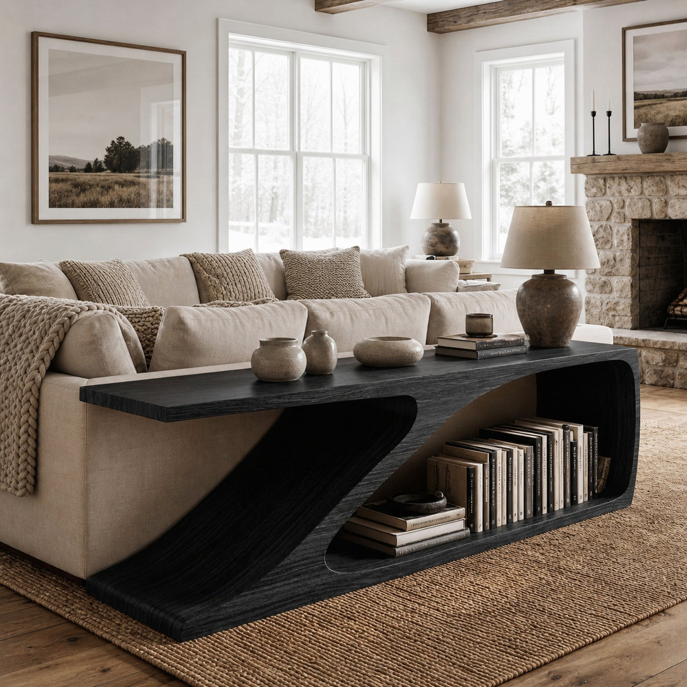 Contemporary Wooden Console Table For Living Room Decor - product view 4