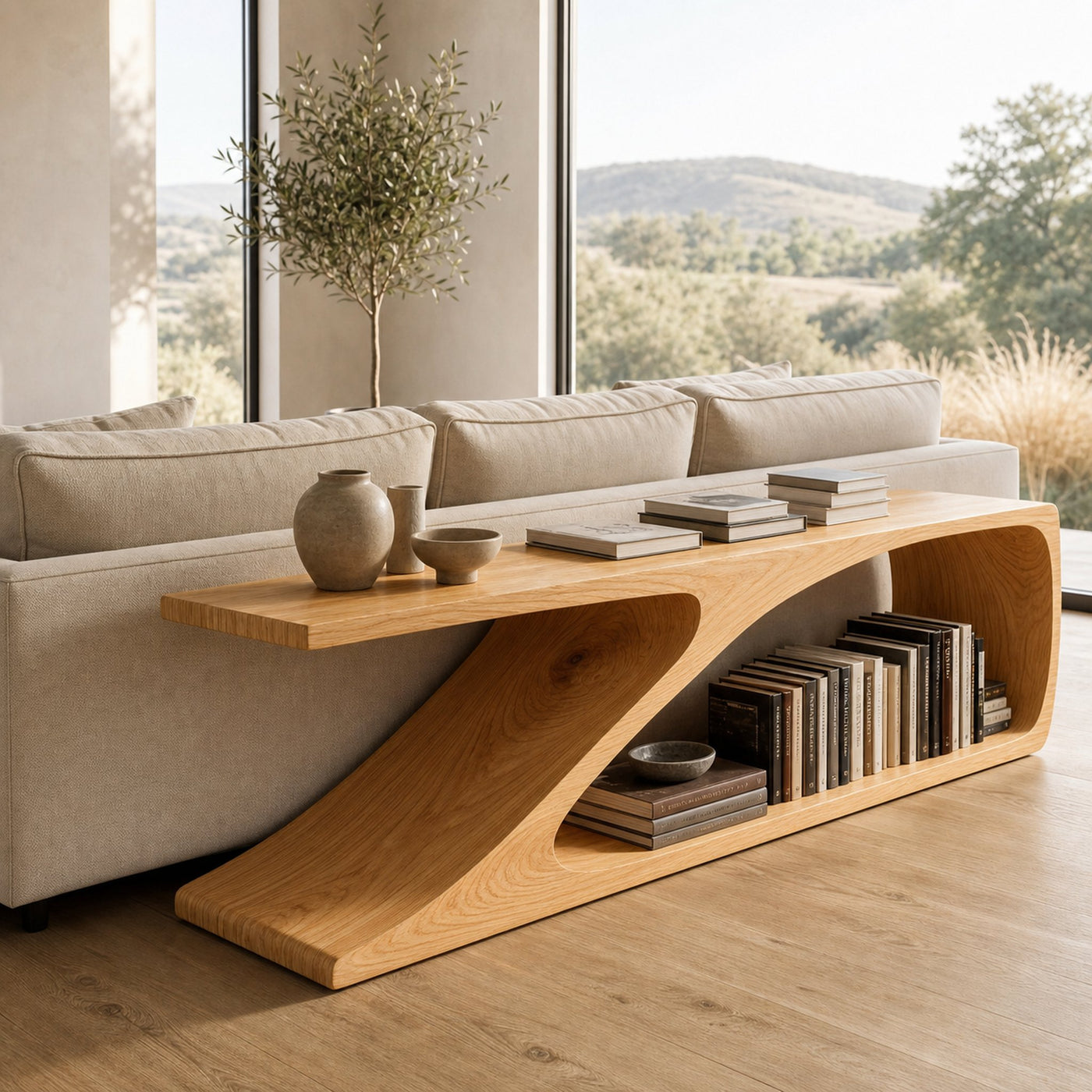 Contemporary Wooden Console Table For Living Room Decor - product view 5