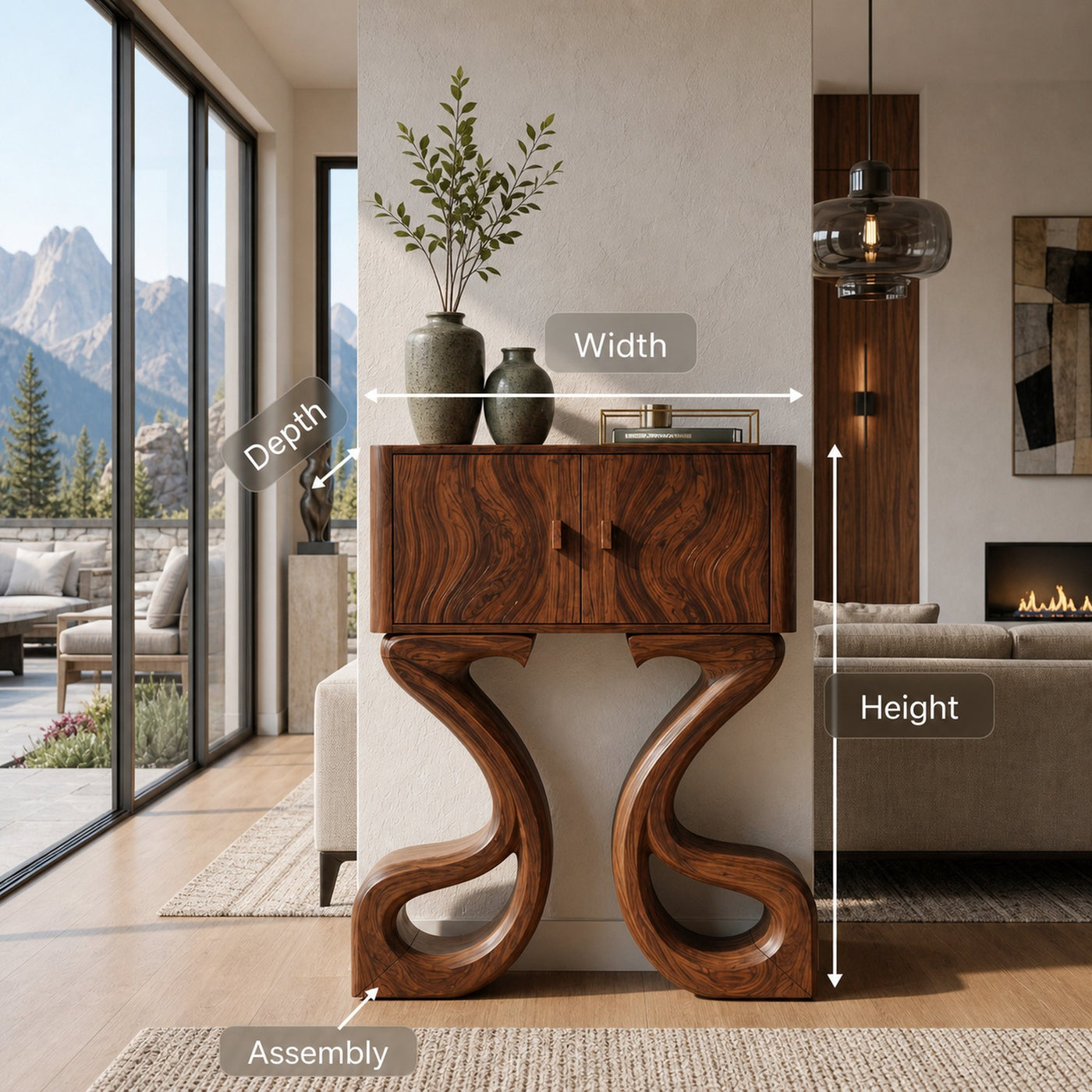 Contemporary Wooden Console Table Symmetrical Base Design For Entryway - product view 8