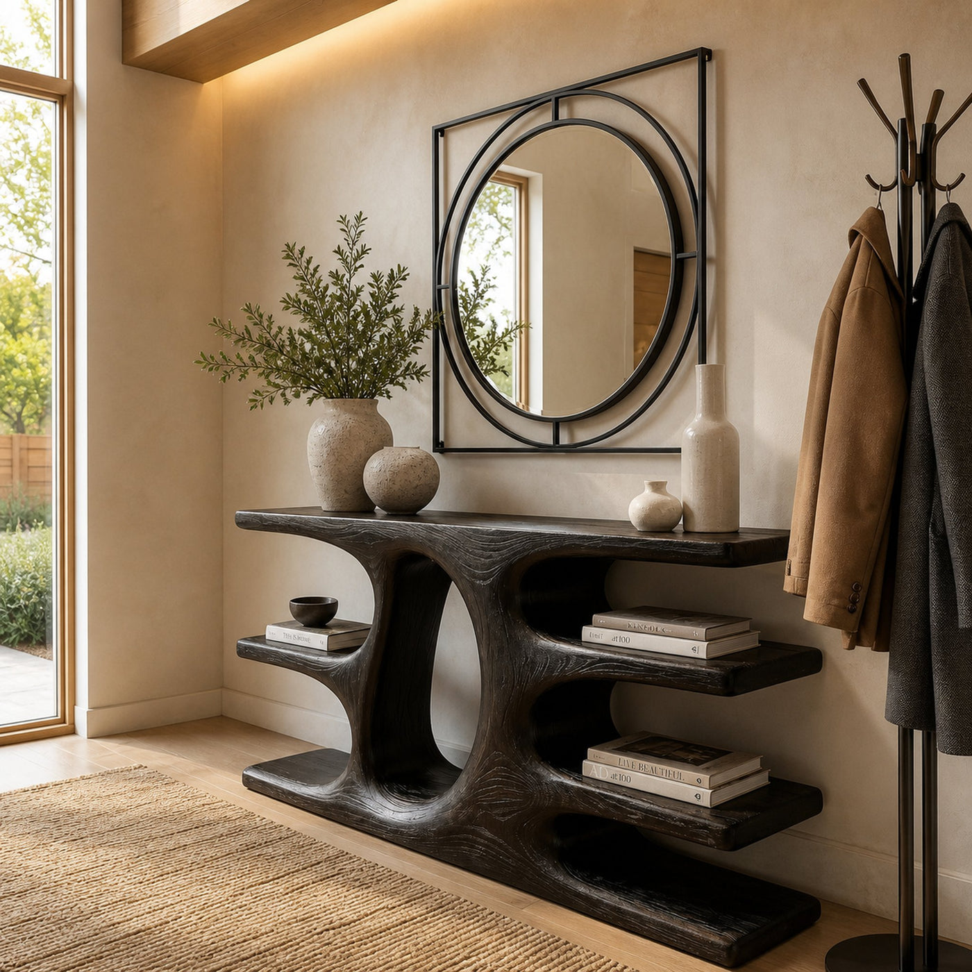 Contemporary Wooden Console Table With Shelf For Living Room - product view 4