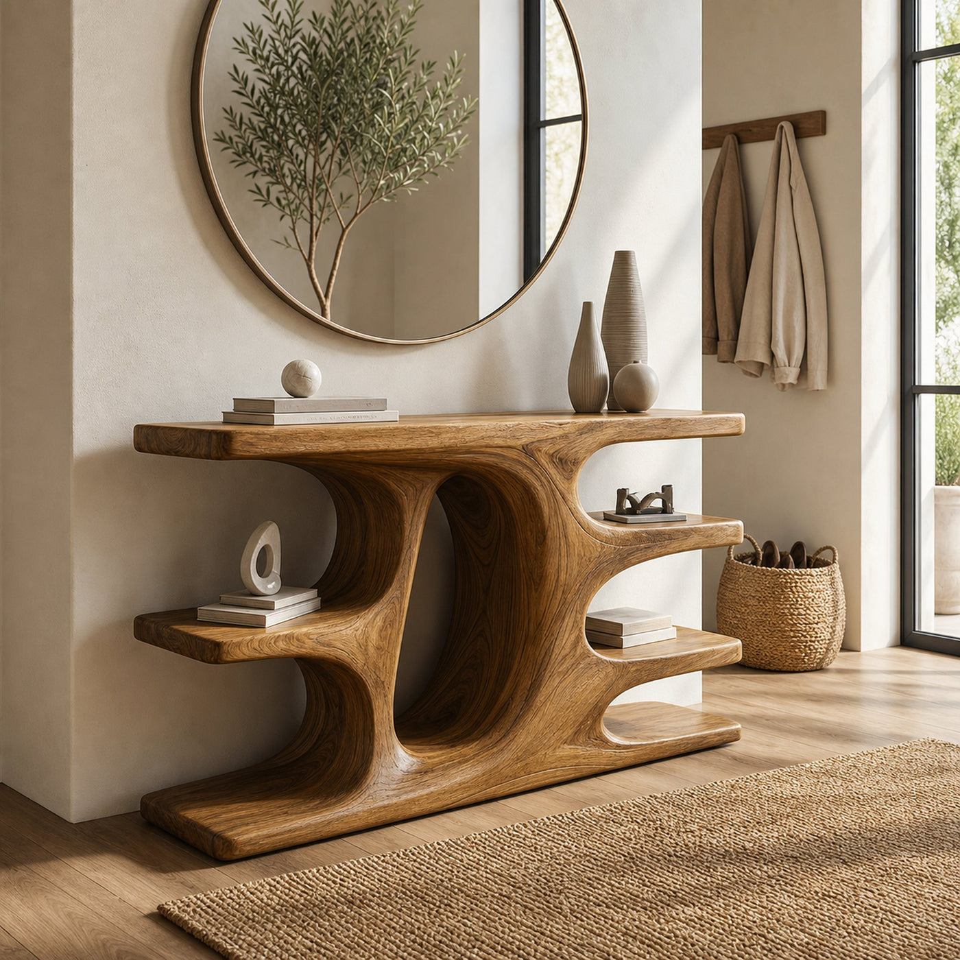 Contemporary Wooden Console Table With Shelf For Living Room - product view 5