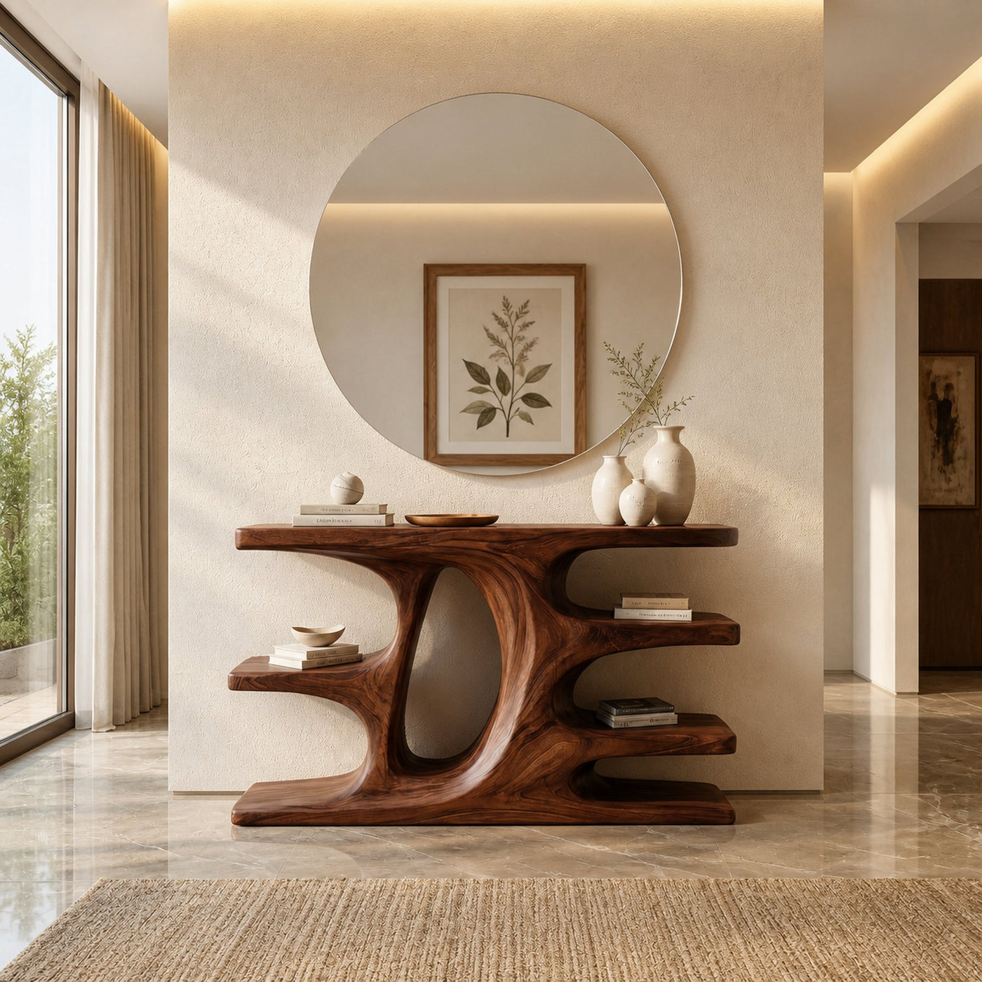 Contemporary Wooden Console Table With Shelf For Living Room - product view 7