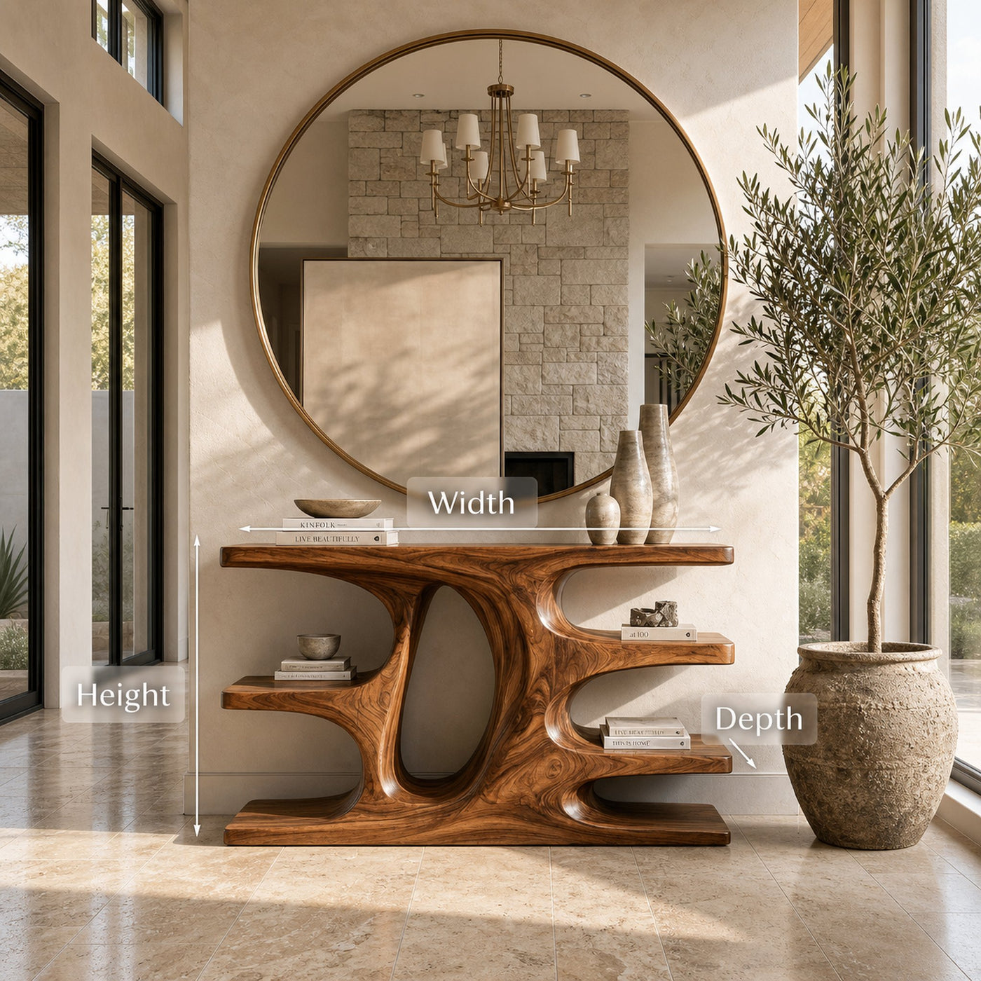 Contemporary Wooden Console Table With Shelf For Living Room - product view 8