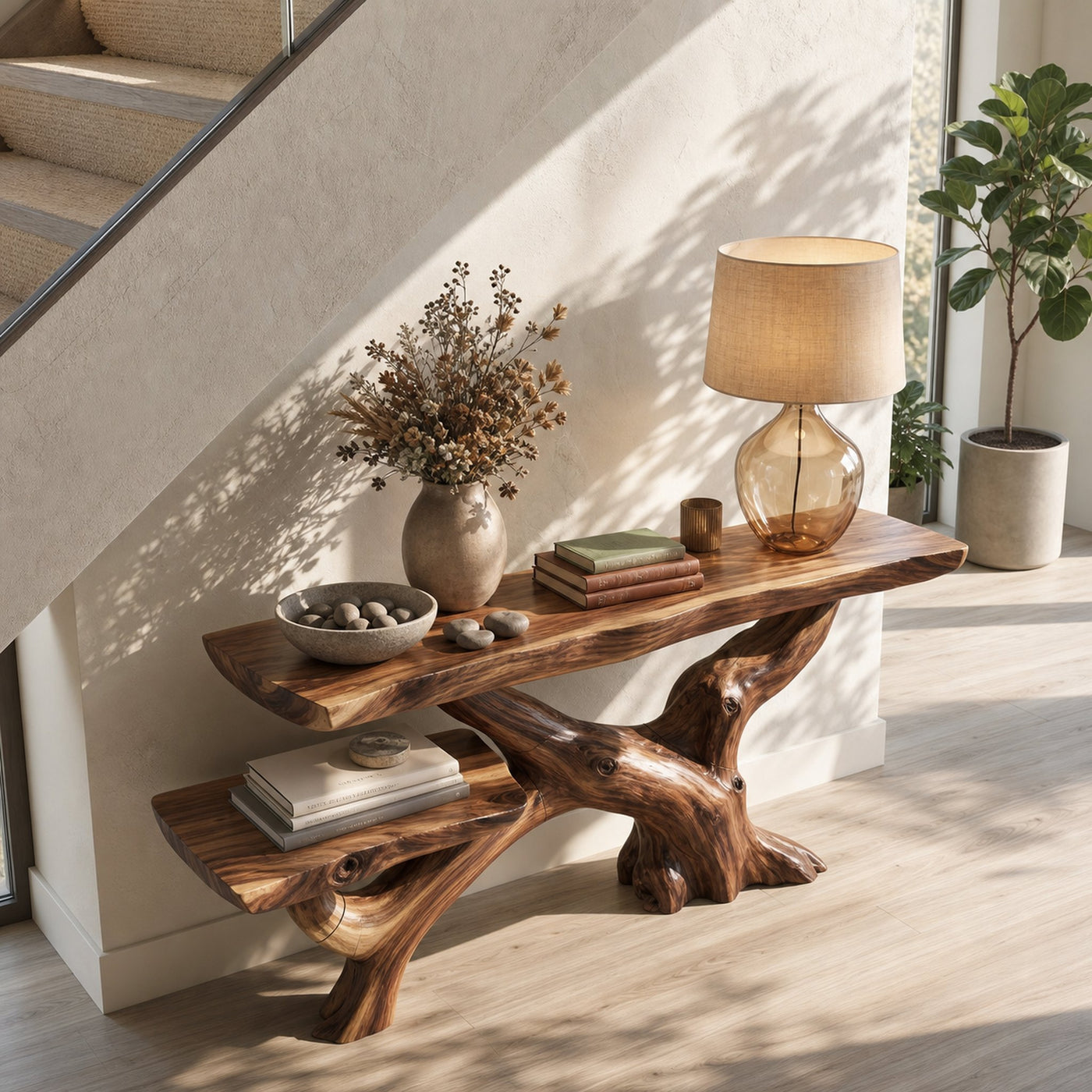 Cottage Rustic Black Wood Console Table For Entryway - product view 2