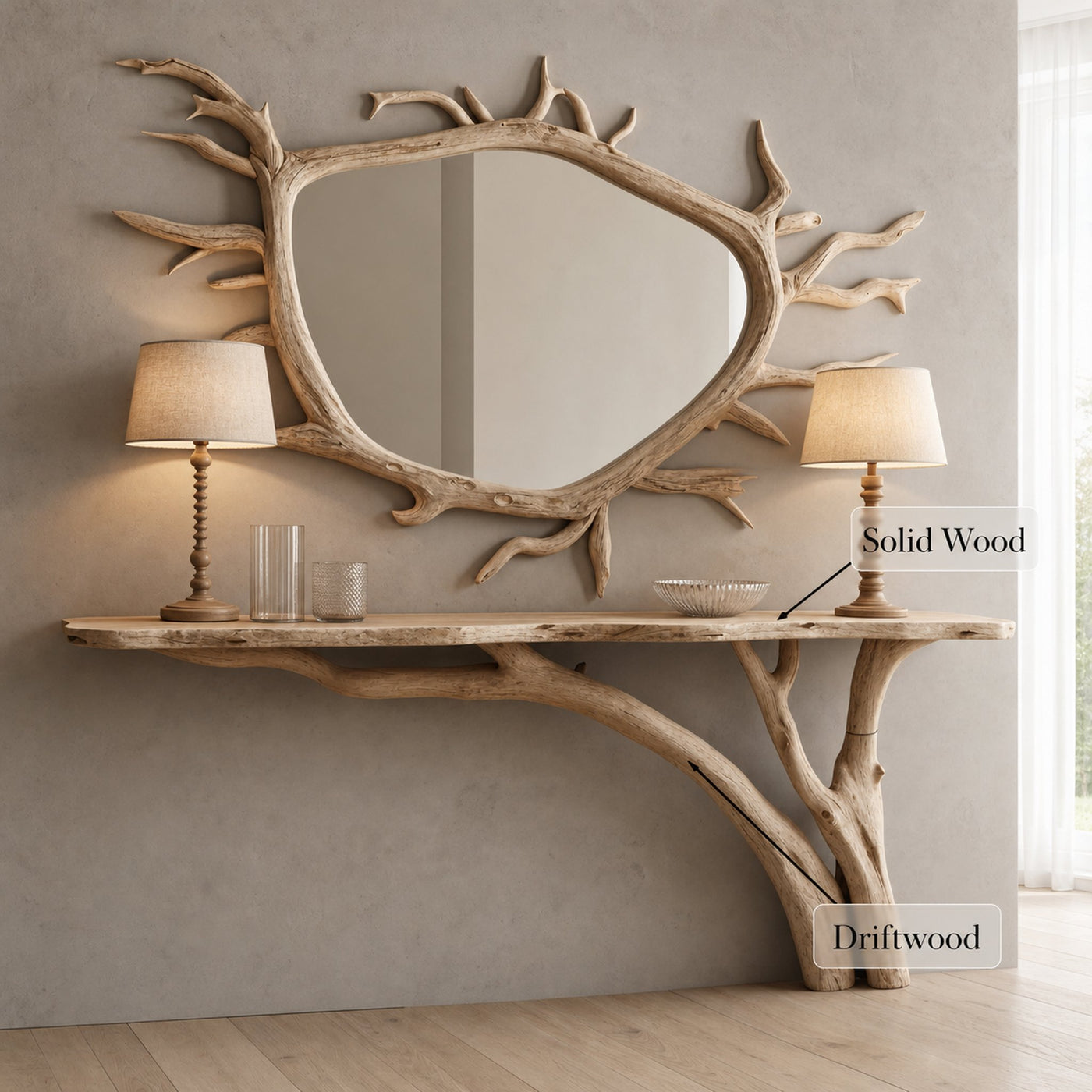 Curved Edge Console Table Handcrafted Entry Table - product view 3