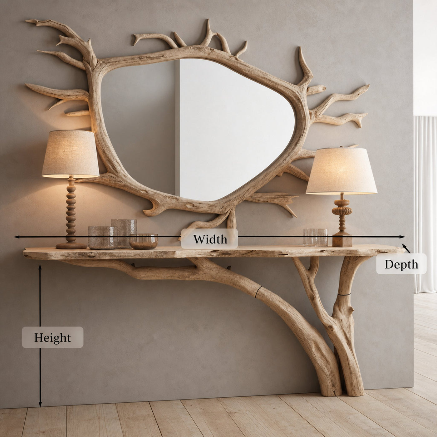 Curved Edge Console Table Handcrafted Entry Table - product view 4