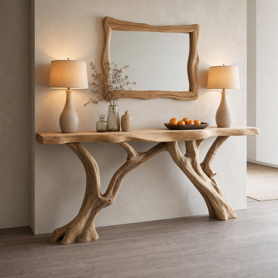 Curved Live Edge Console Table Hallway Table