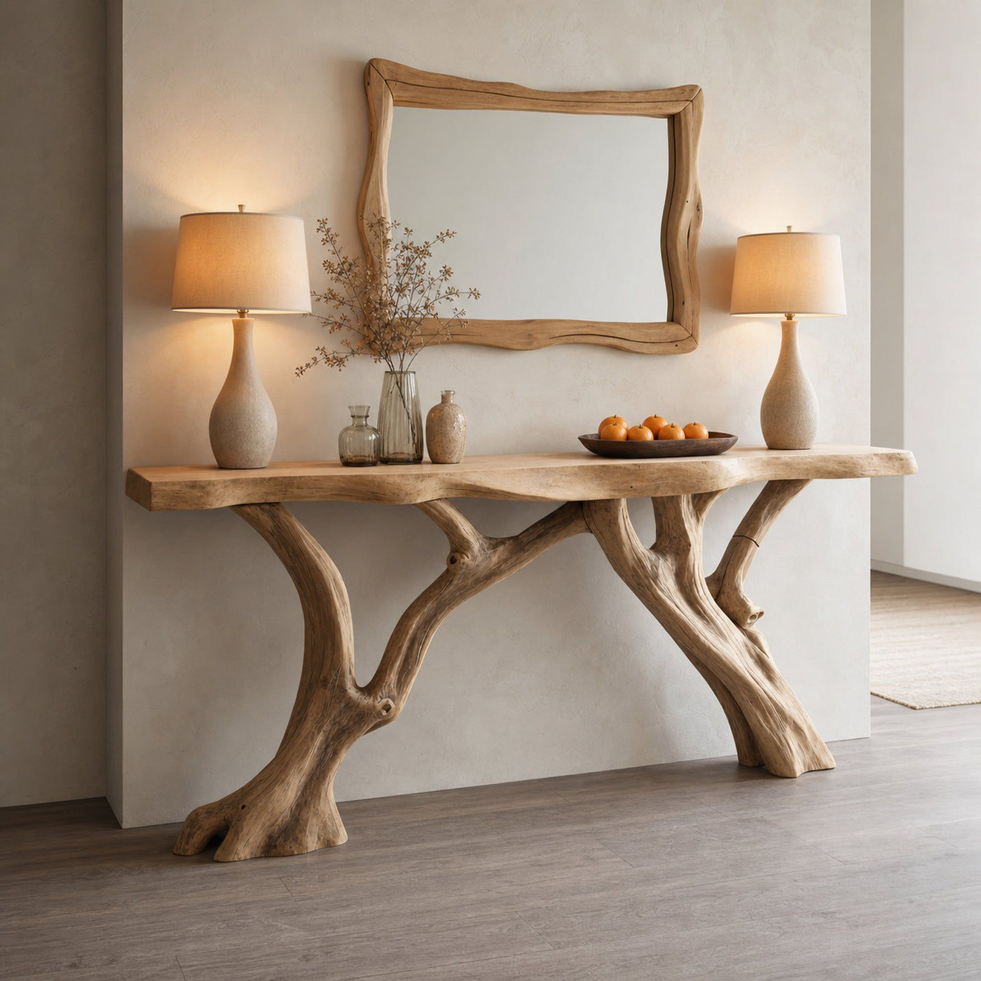Curved Live Edge Console Table Hallway Table