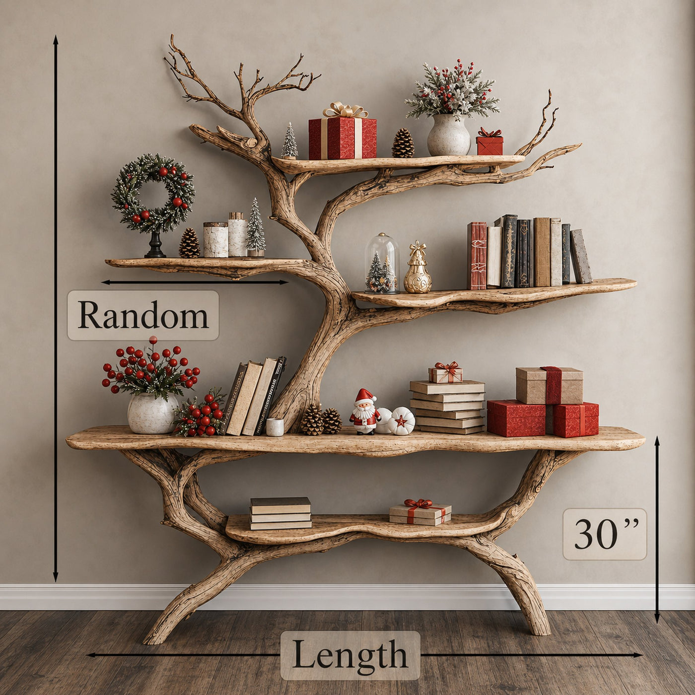 Custom Console Table With Driftwood Bookcase Tree Bookshelf - product view 6