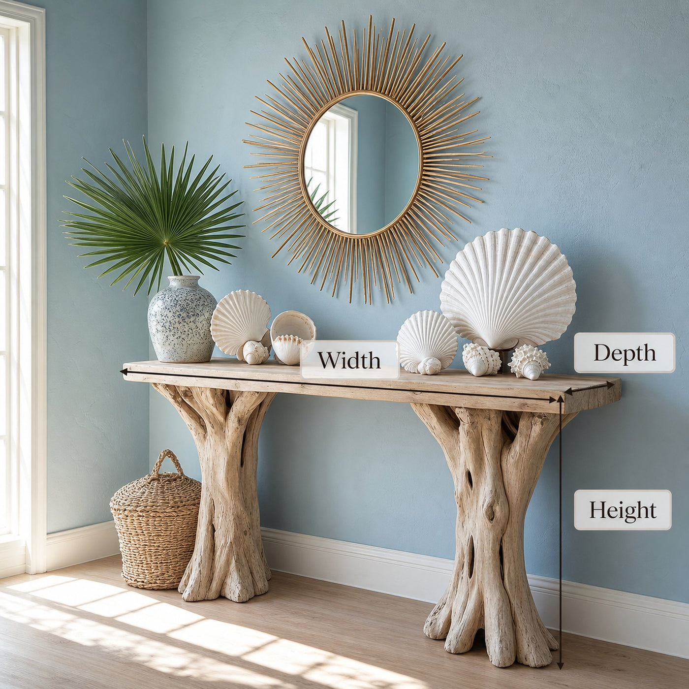 Custom Driftwood Console Table Handmade Rustic Table Nature Gitf - product view 4