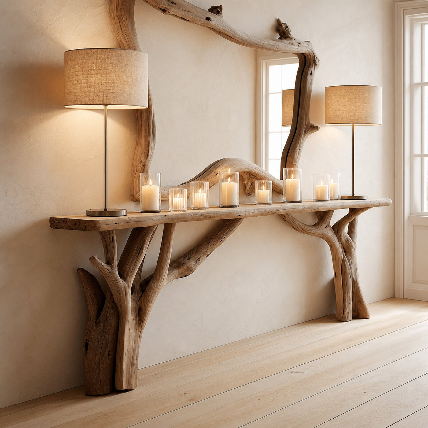 Decorative Wooden Floating Edge Entryway Table