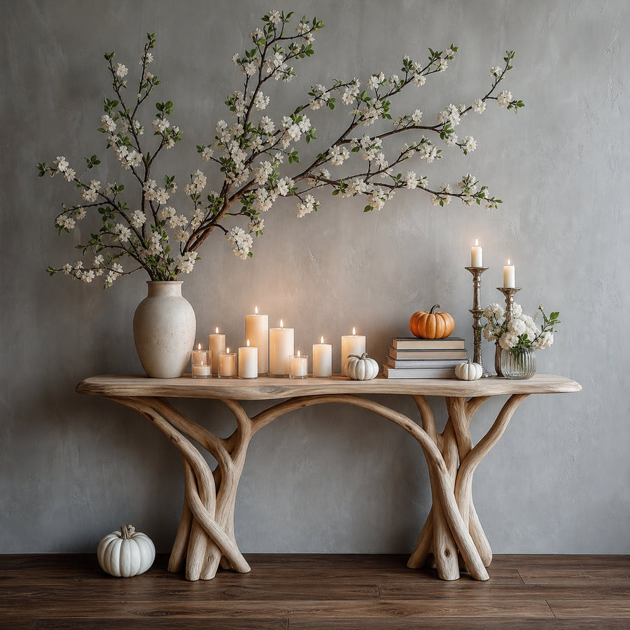 Driftwood Console Table Live Edge Rustic Wood Art Gift