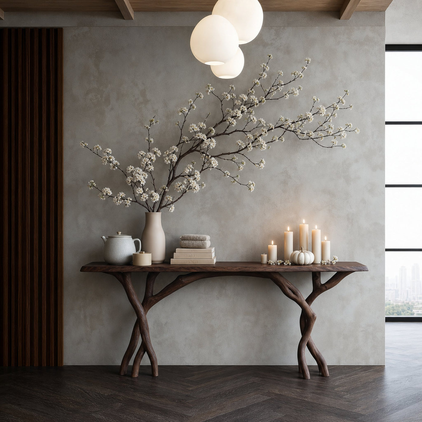 Driftwood Console Table Live Edge Rustic Wood Gift - product view 2