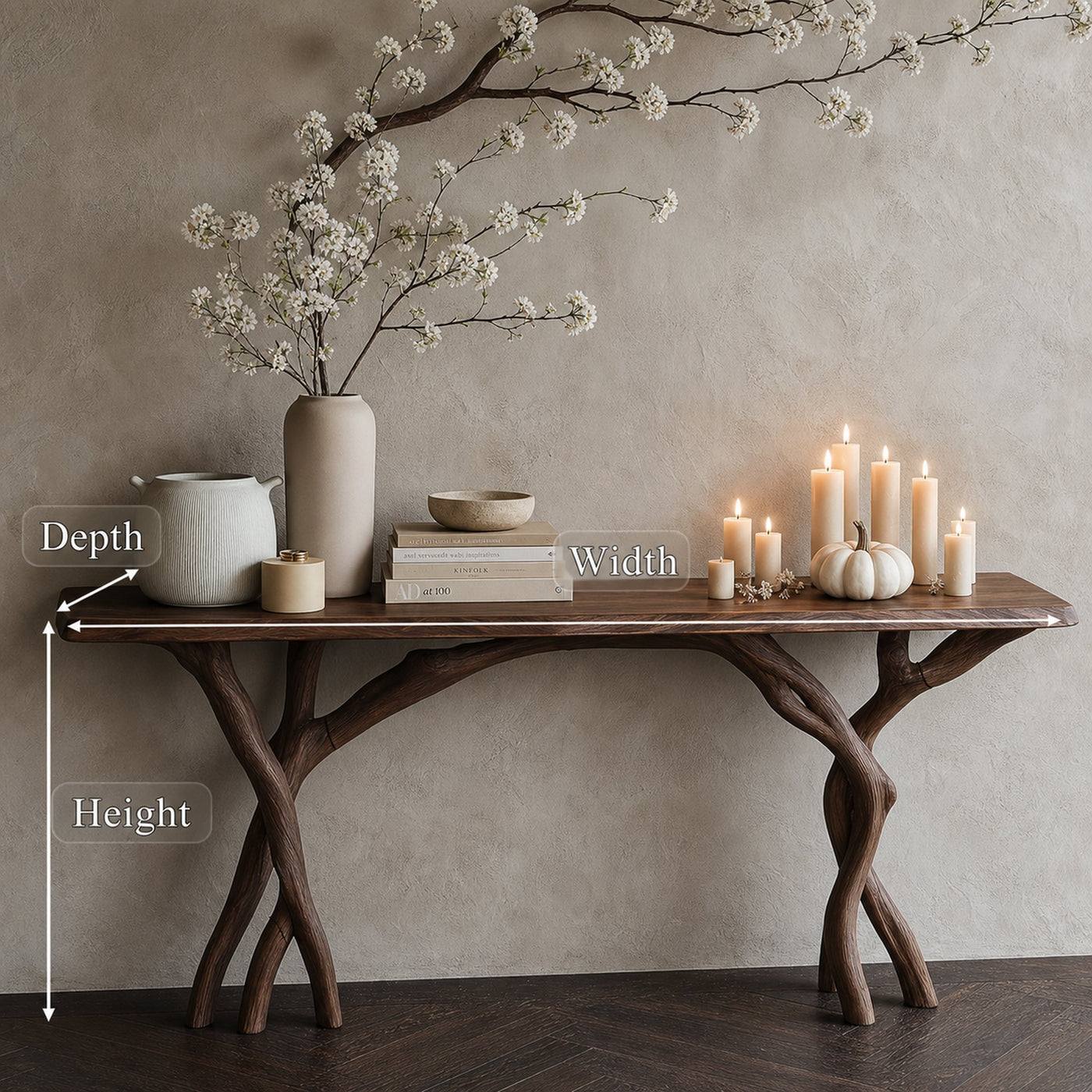 Driftwood Console Table Live Edge Rustic Wood Gift - product view 4