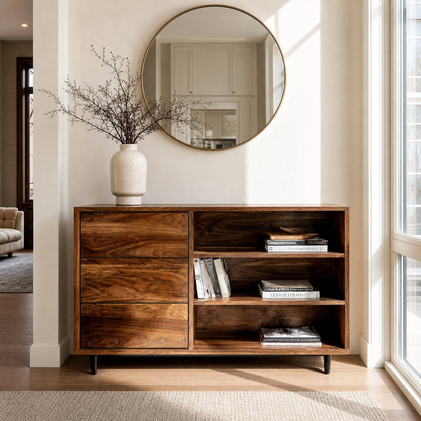 Elegant Natural Wood Console Table For Small Living Room