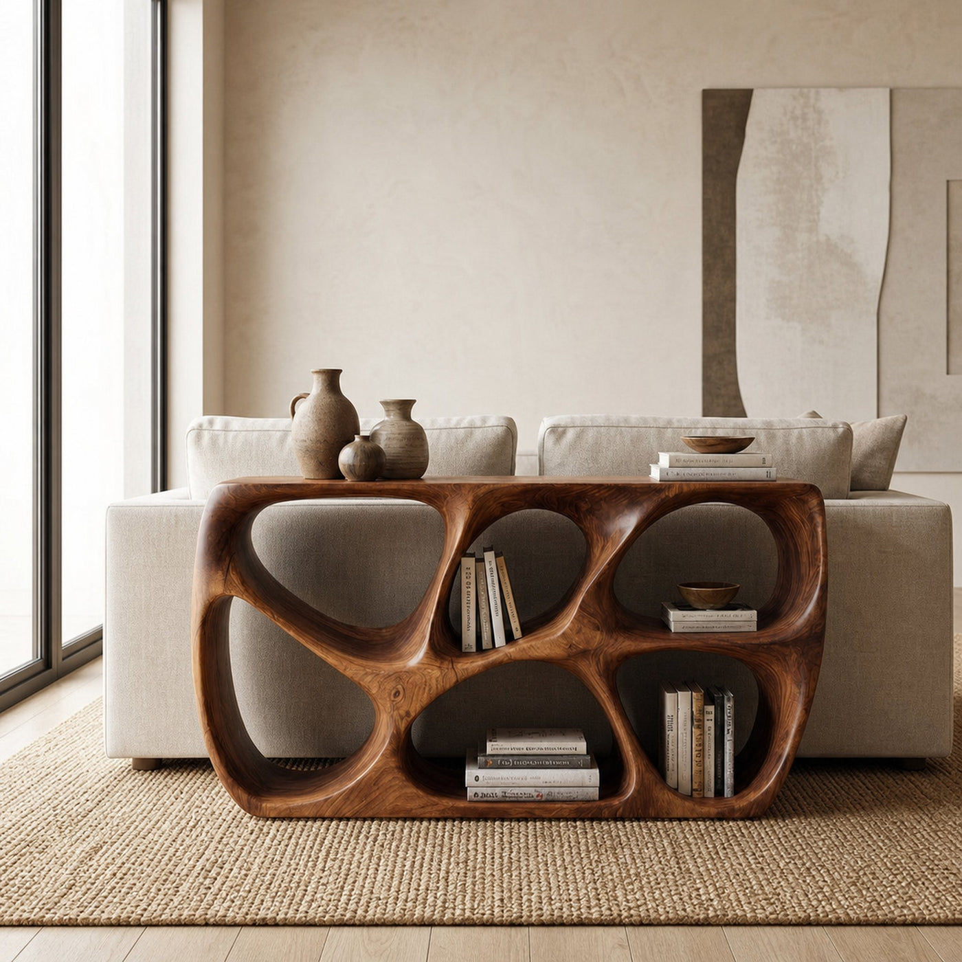 Elegant Wood Console Table With Open Storage For Living Room - product view 6