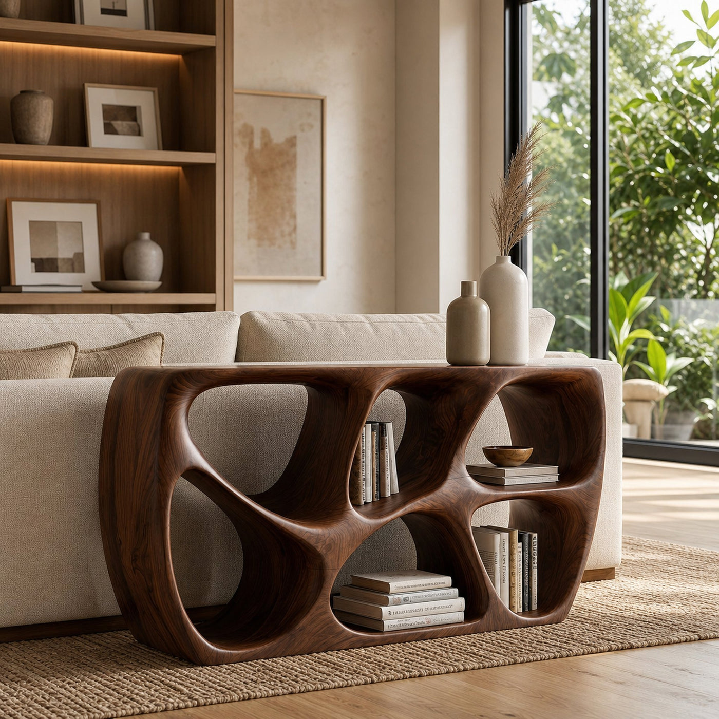 Elegant Wood Console Table With Open Storage For Living Room - product view 7