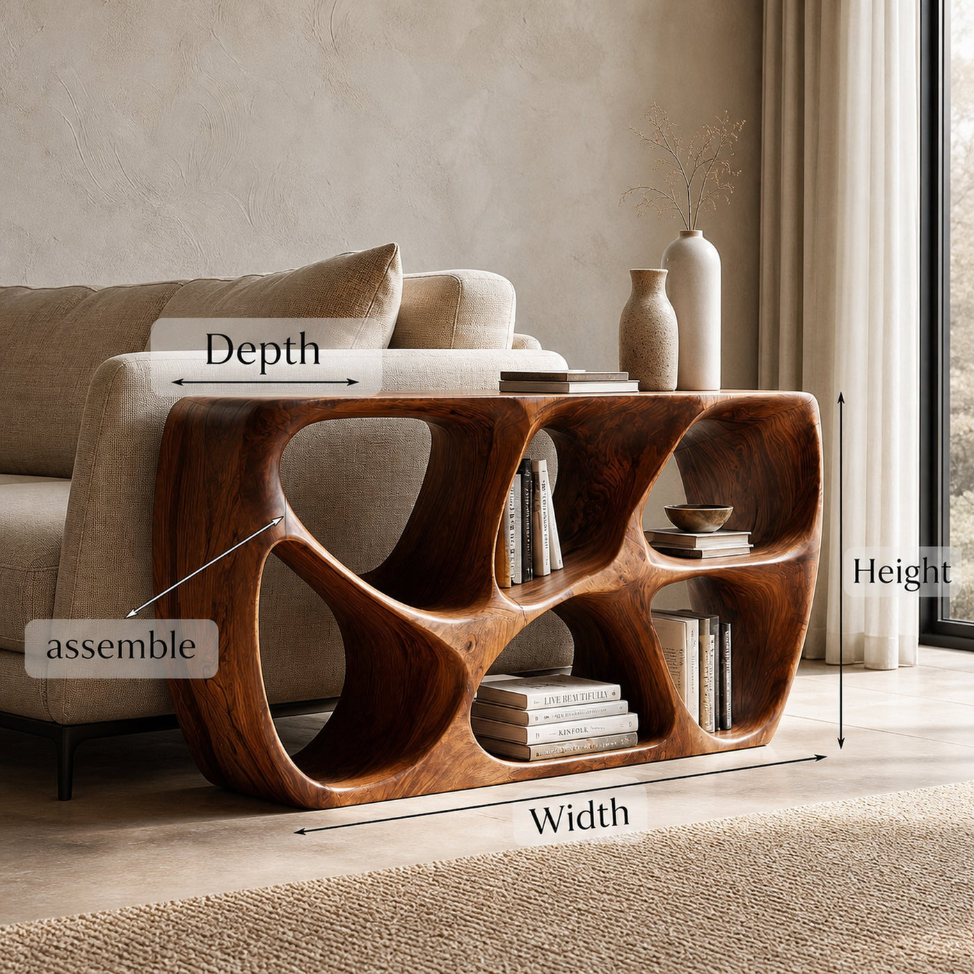 Elegant Wood Console Table With Open Storage For Living Room - product view 8