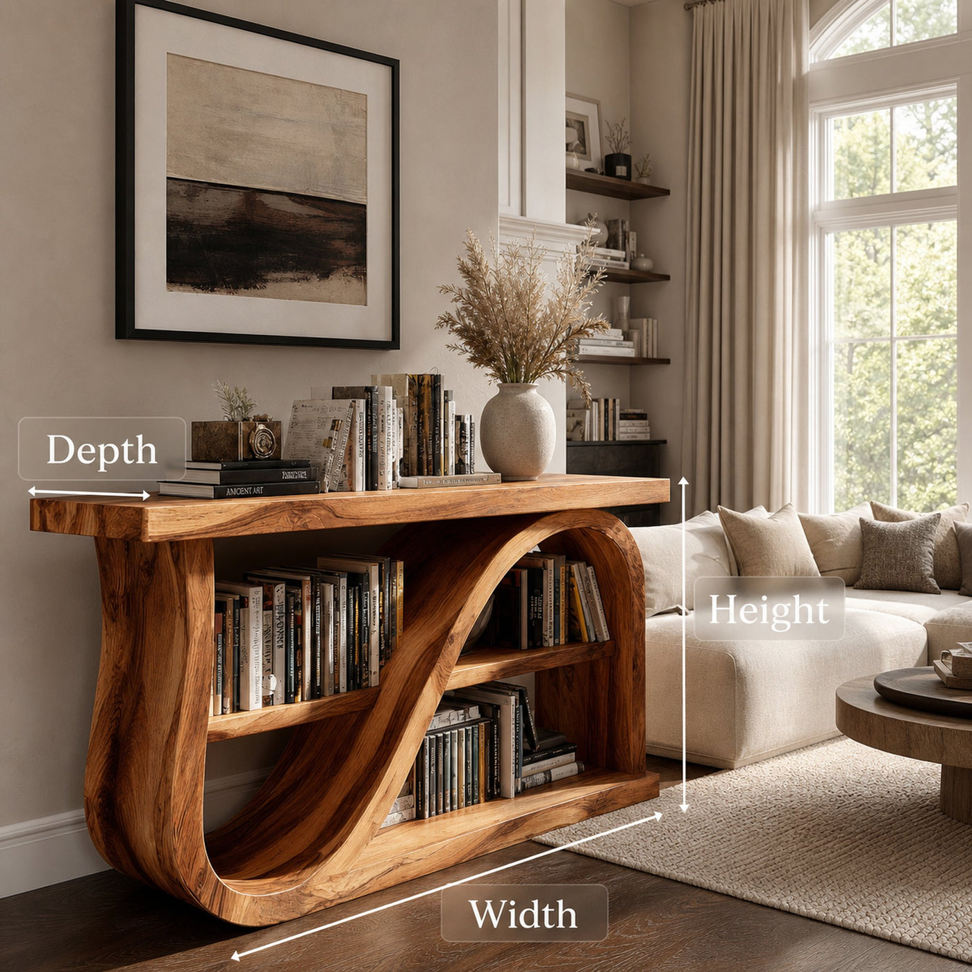 Elegant Wood Console Table With Unique Base For Living Room - product view 7
