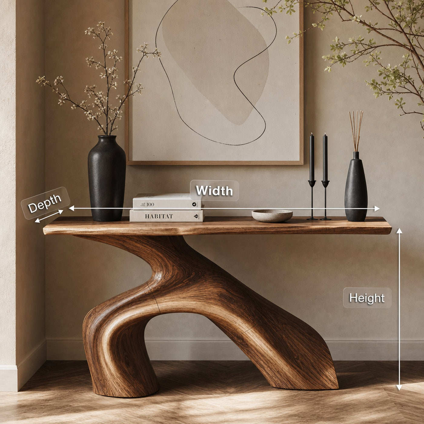 Farmhouse Live Edge Console Table Entryway Decor - product view 8
