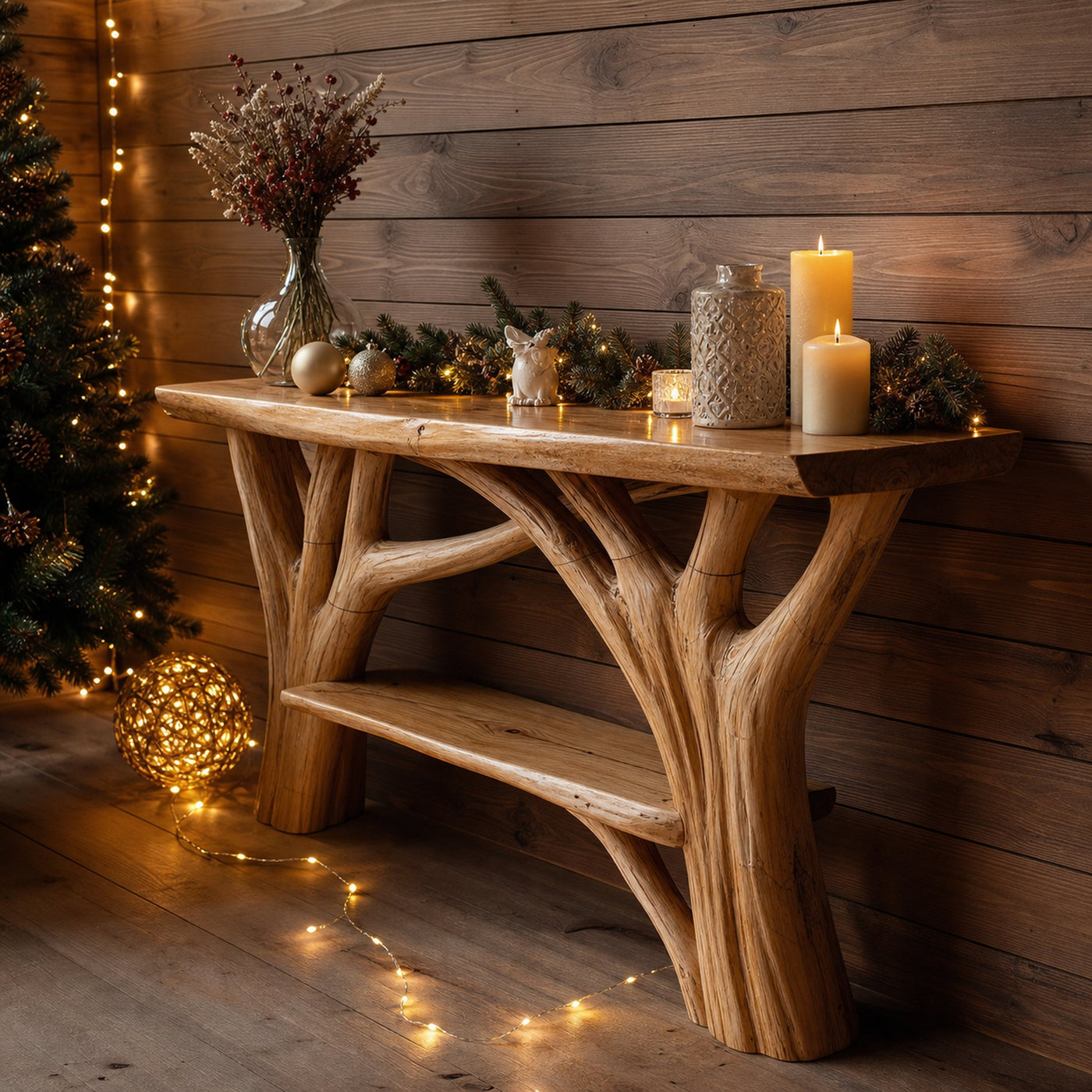Farmhouse Live Edge Console Table For Holiday Living Room Accent - product view 6
