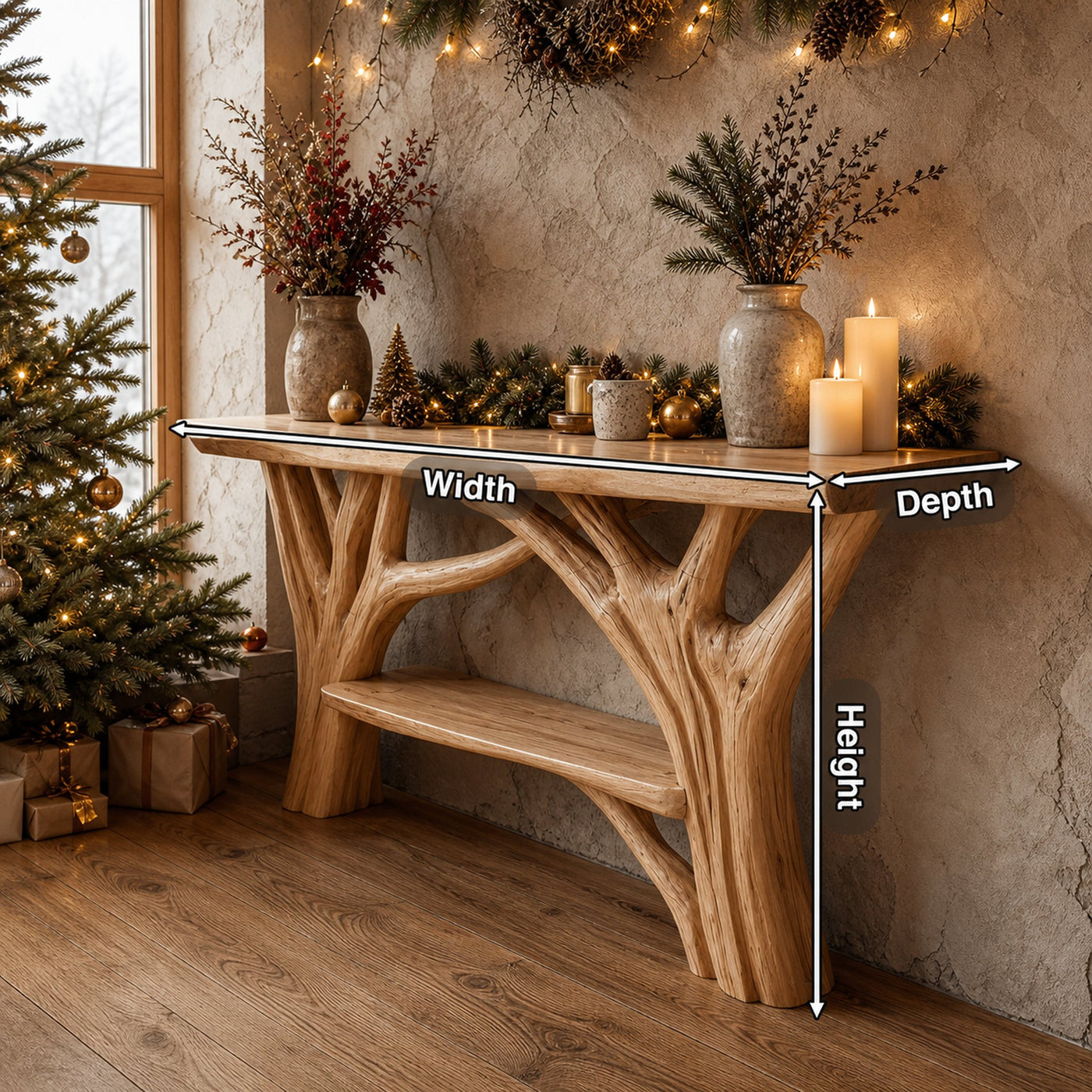 Farmhouse Live Edge Console Table For Holiday Living Room Accent - product view 8