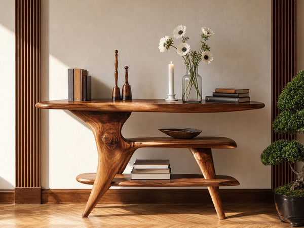 Farmhouse Live Edge Console Table For Unique Entryway Design