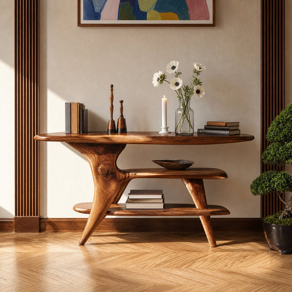 Farmhouse Live Edge Console Table For Unique Entryway Design