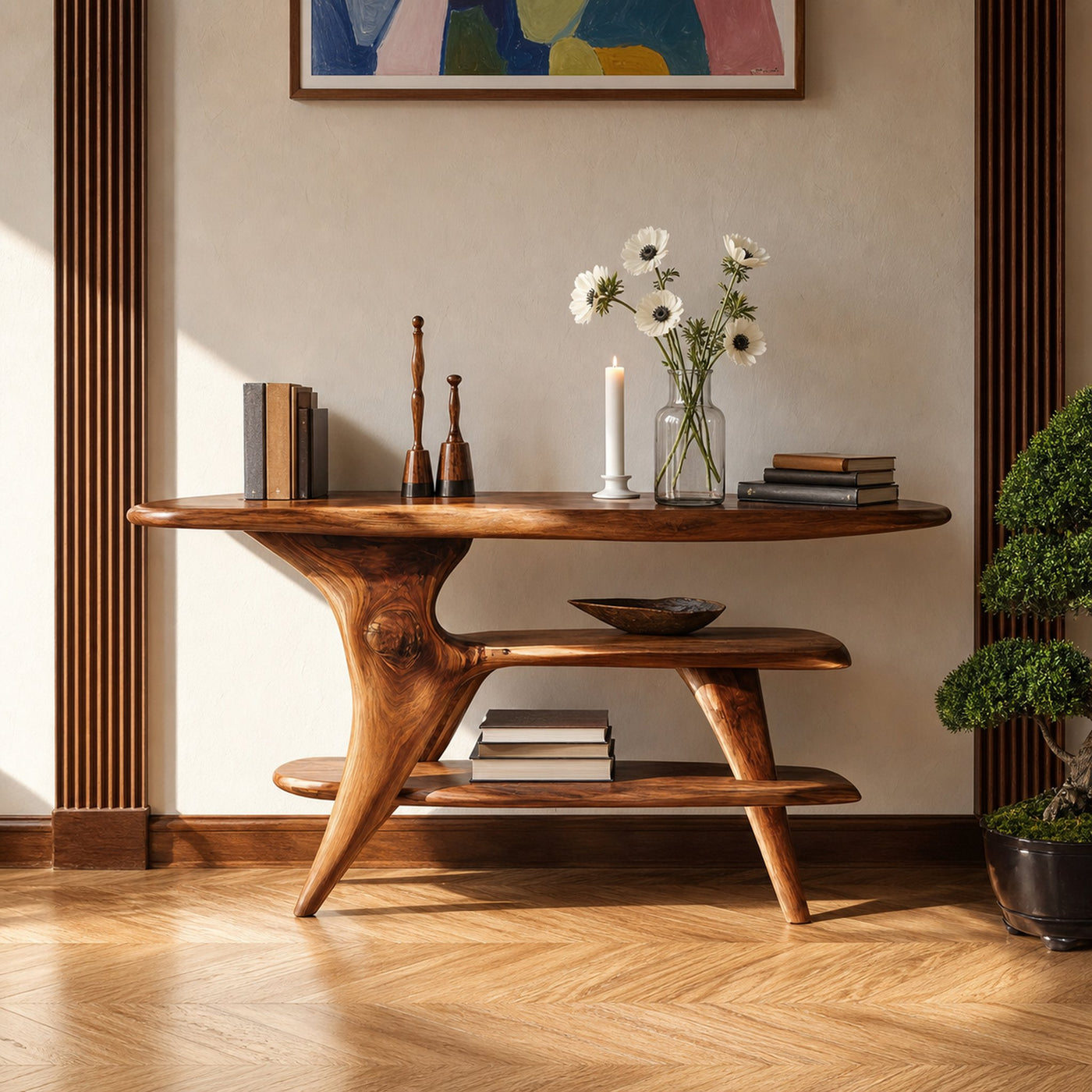 Farmhouse Live Edge Console Table For Unique Entryway Design