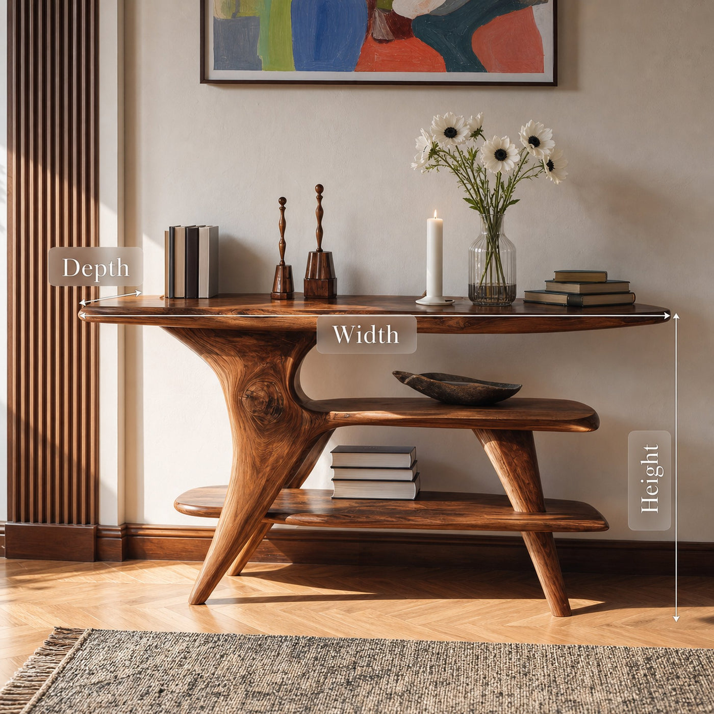 Farmhouse Live Edge Console Table For Unique Entryway Design - product view 6