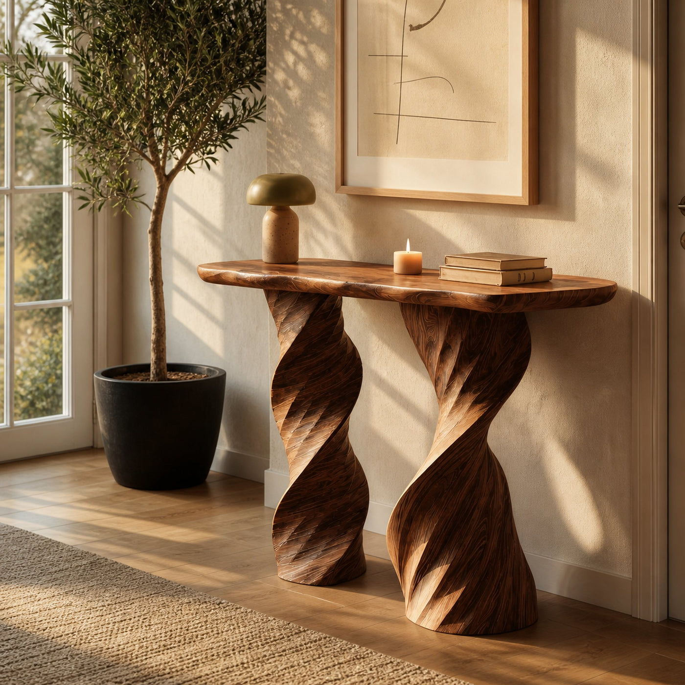Farmhouse Live Edge Console Table Handcrafted Solid Wood For Living Room - product view 6