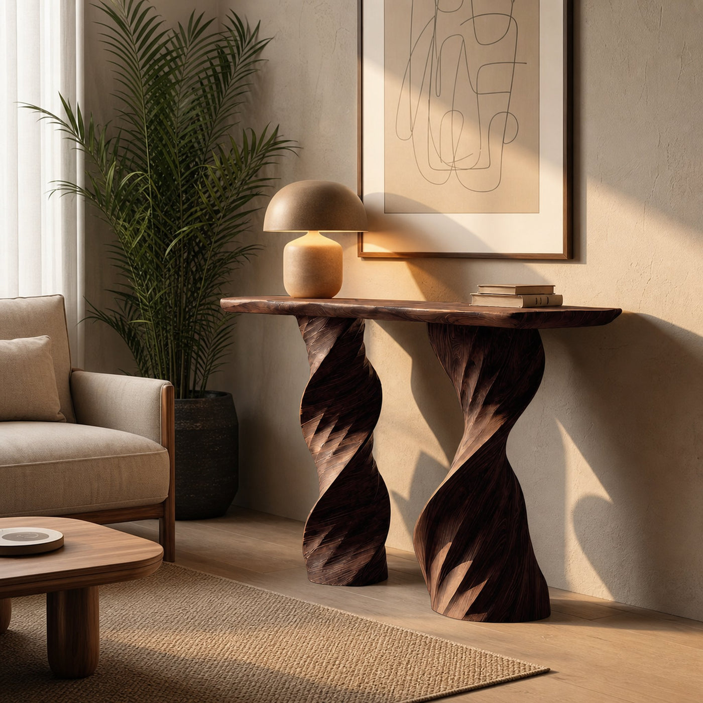Farmhouse Live Edge Console Table Handcrafted Solid Wood For Living Room - product view 7