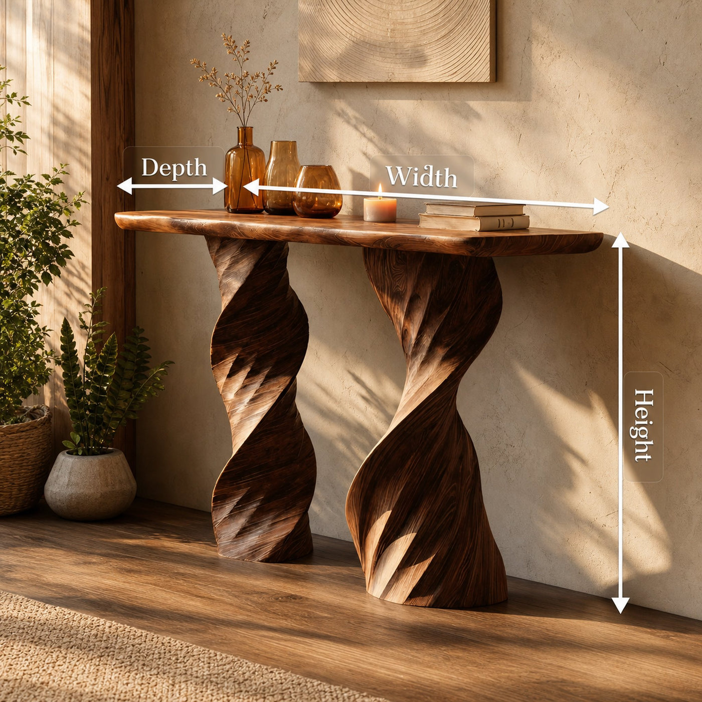 Farmhouse Live Edge Console Table Handcrafted Solid Wood For Living Room - product view 8
