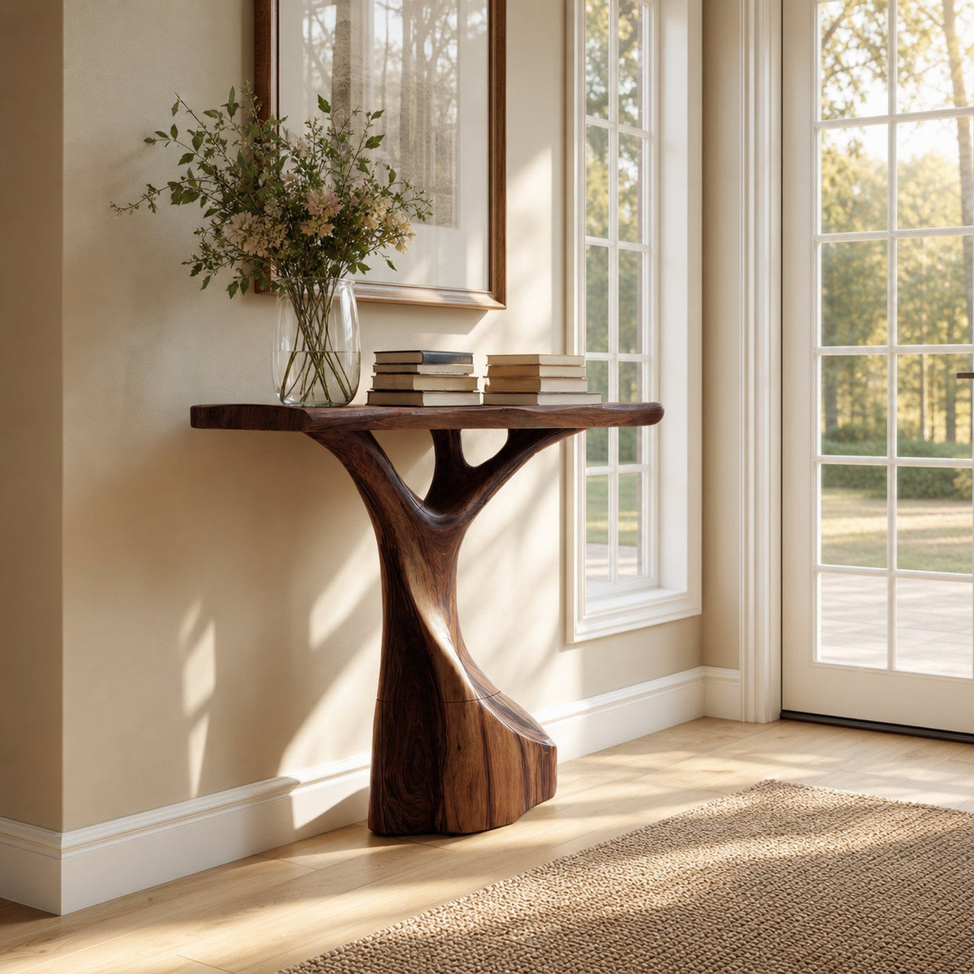 Farmhouse Live Edge Console Table Sculptural Handmade For Entryway Design - product view 7