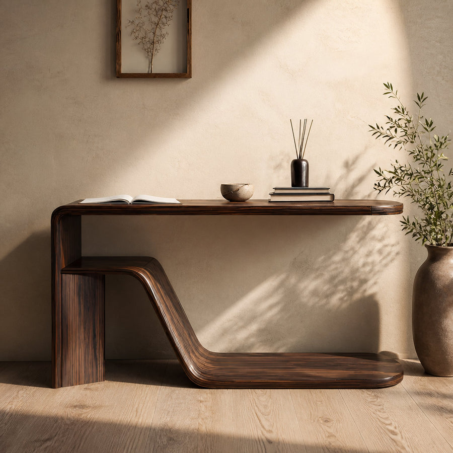 Farmhouse Live Edge Console Table Sculptural Wood For Furniture Decor