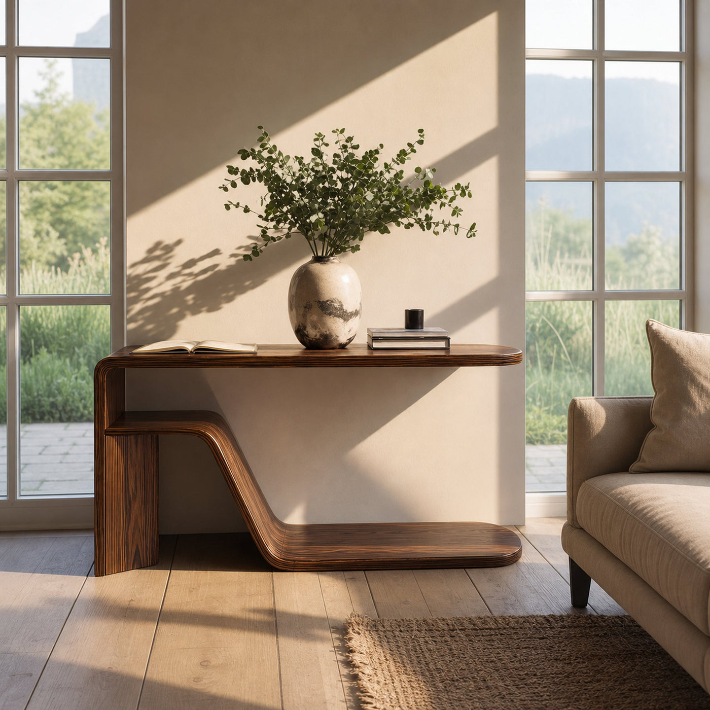 Farmhouse Live Edge Console Table Sculptural Wood For Furniture Decor - product view 6